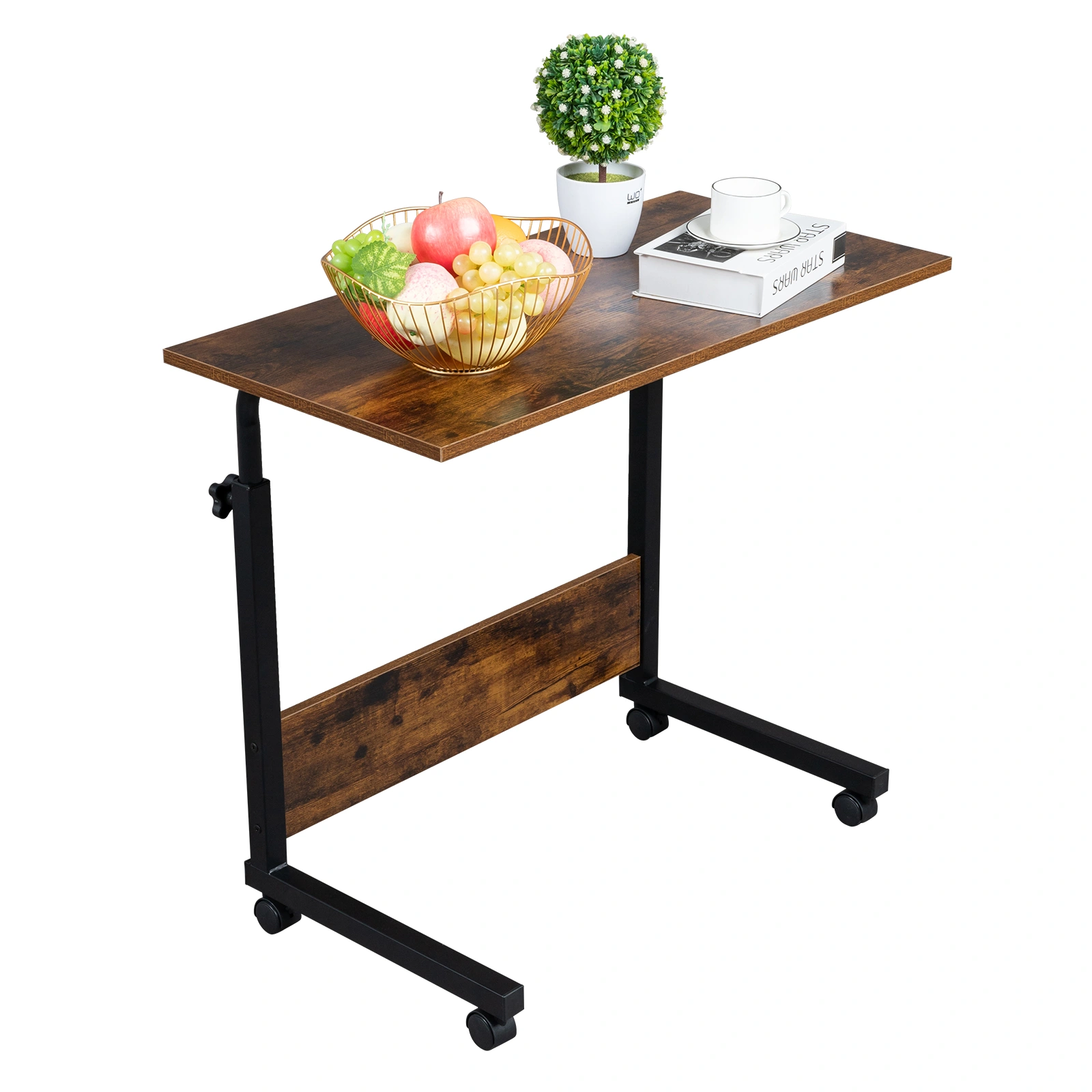 Rolling & Height adjustable P2 15MM Chipboard & Steel Side Table with Baffle view 10