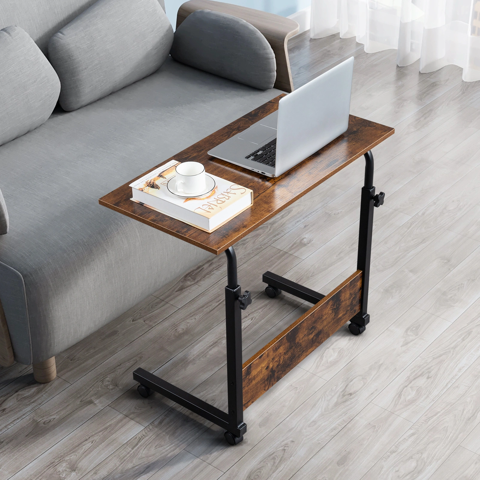 Rolling & Height adjustable P2 15MM Chipboard & Steel Side Table with Baffle view 17