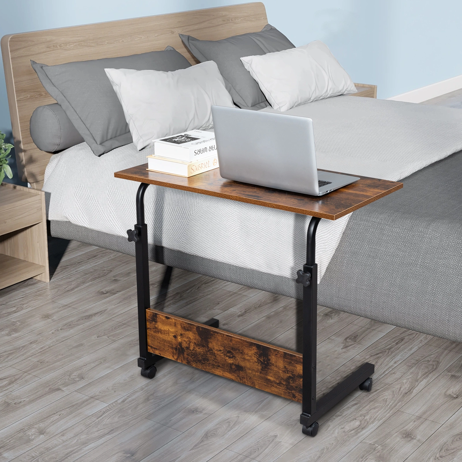 Rolling & Height adjustable P2 15MM Chipboard & Steel Side Table with Baffle view 18