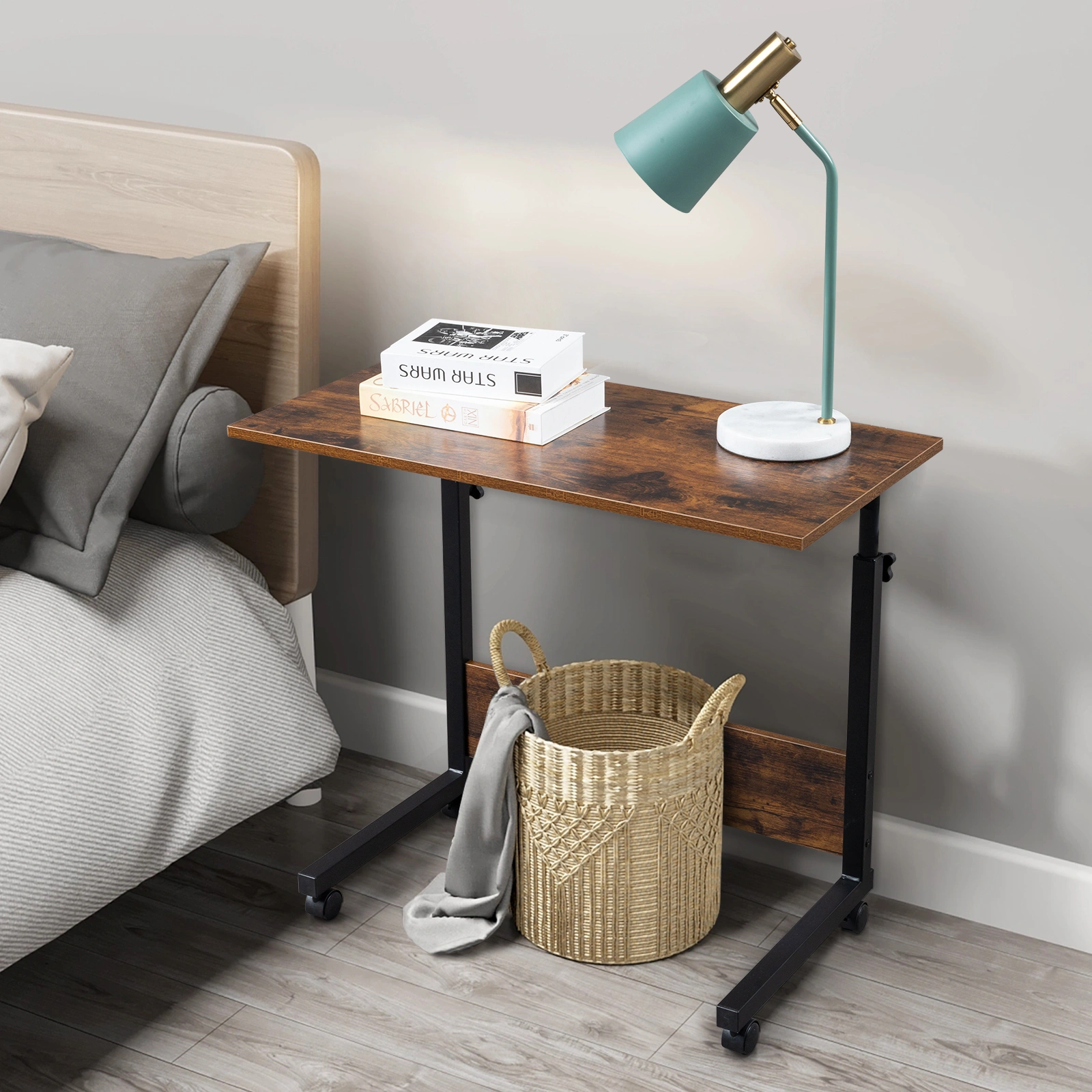 Rolling & Height adjustable P2 15MM Chipboard & Steel Side Table with Baffle view 19