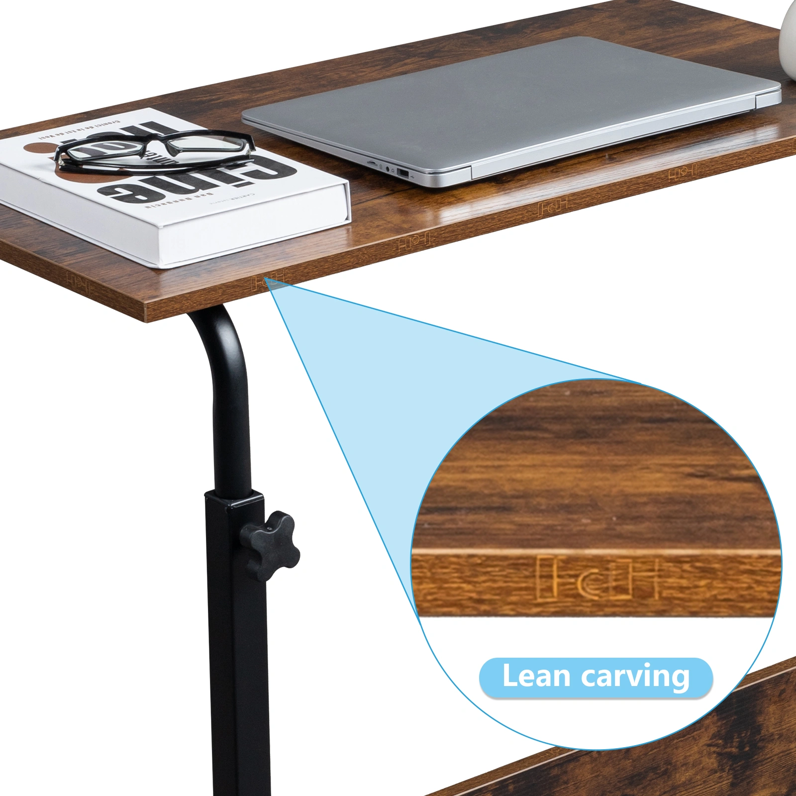 Rolling & Height adjustable P2 15MM Chipboard & Steel Side Table with Baffle view 4