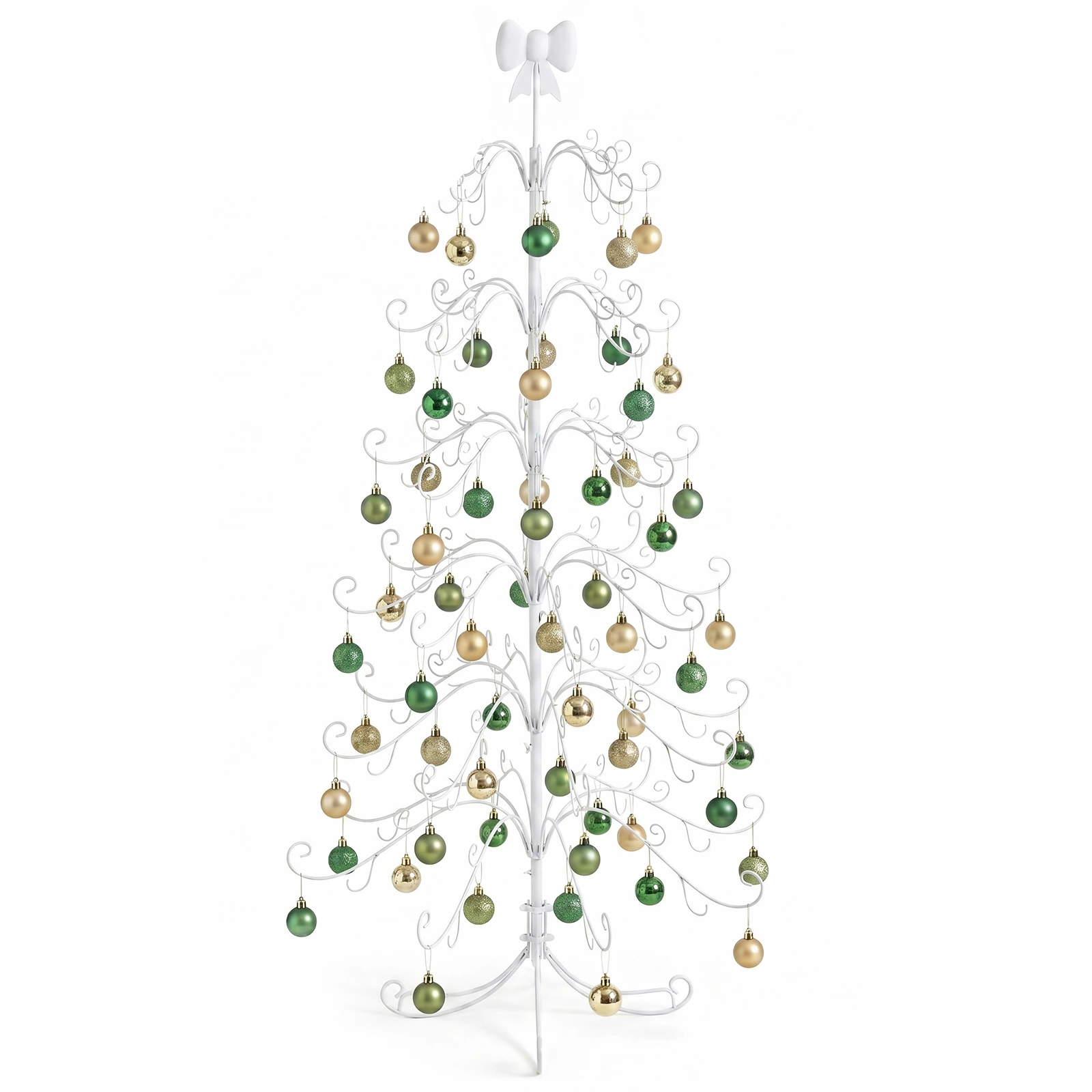 6ft White PVC Metal Artificial Christmas Tree with Bow Topper, No Extra Ornaments, Daily Decor Tree view 3