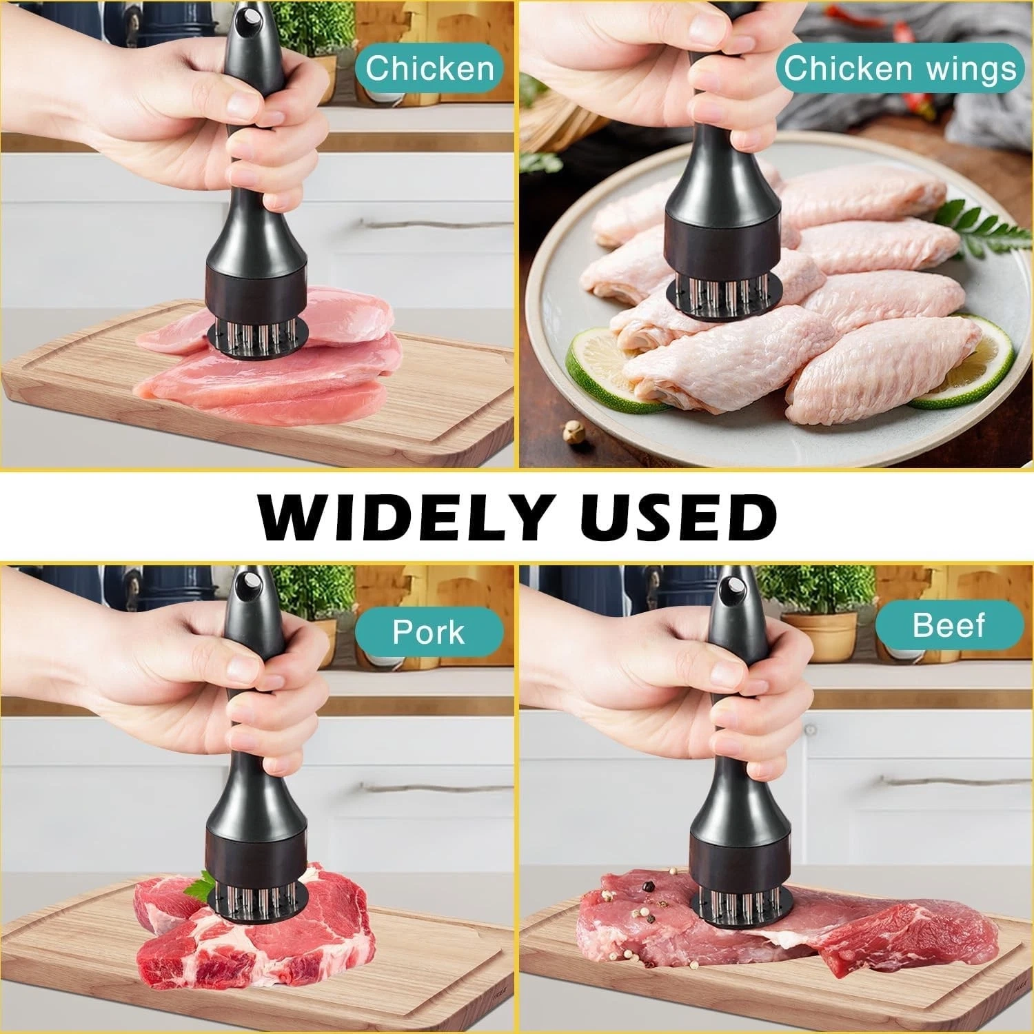 Stainless Steel Blade Meat Tenderizer for Chicken Port Beef Kitchen Tool 21 Needles (US Logistics only For USPS.TK/TMEU only For self-pickup) view 8