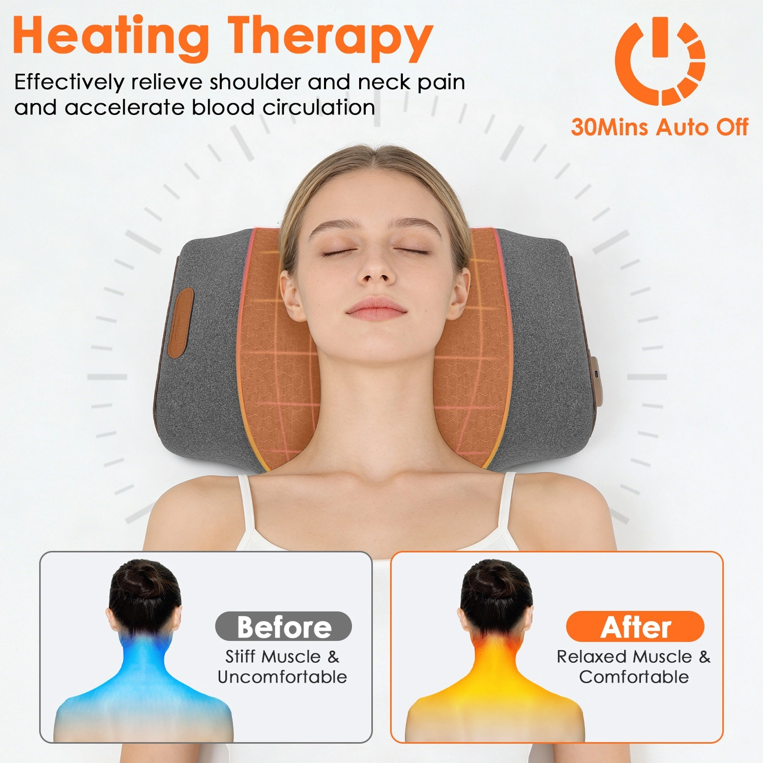 3 in 1 Neck Massager Pillow with Vibration, Air Compression & Heat Therapy, Ergonomic Memory Foam Neck Pillow for Neck & Shoulder Pain Relief view 10
