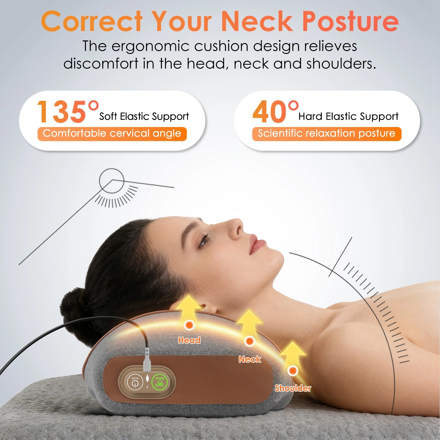 3 in 1 Neck Massager Pillow with Vibration, Air Compression & Heat Therapy, Ergonomic Memory Foam Neck Pillow for Neck & Shoulder Pain Relief view 7