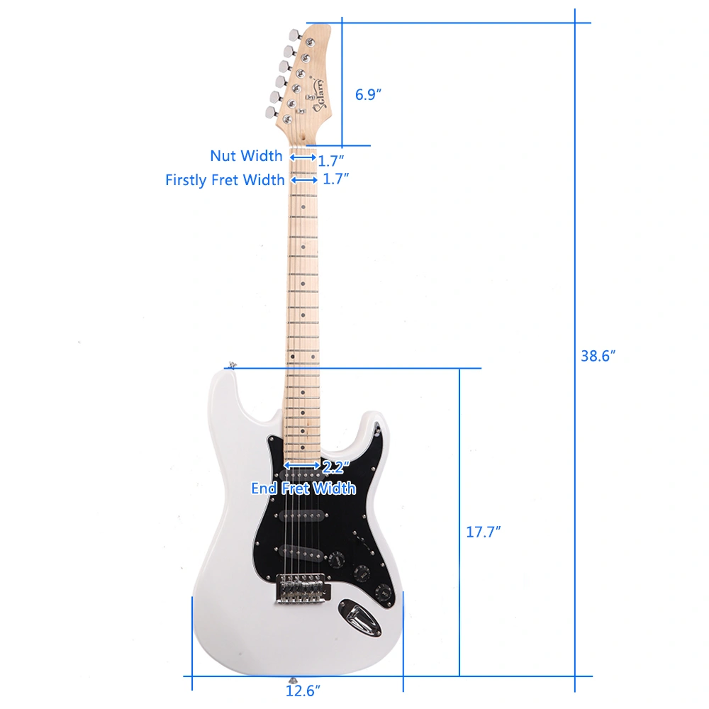 GST Stylish Electric Guitar Kit with Black Pickguard White view 18