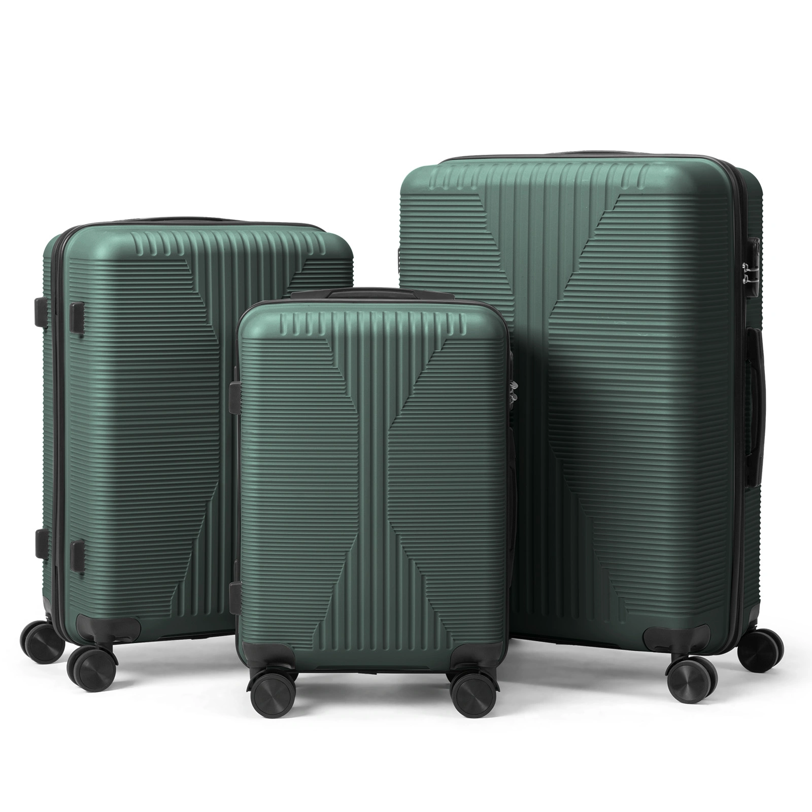 PP Trolley Case 20in 24in 28in 3PCS Suitcase Set Dark Green view 14