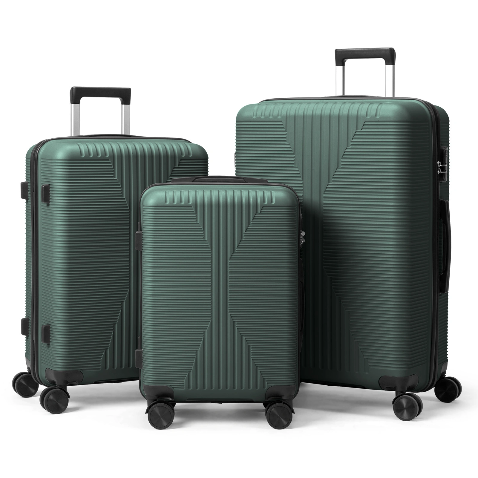 PP Trolley Case 20in 24in 28in 3PCS Suitcase Set Dark Green view 24