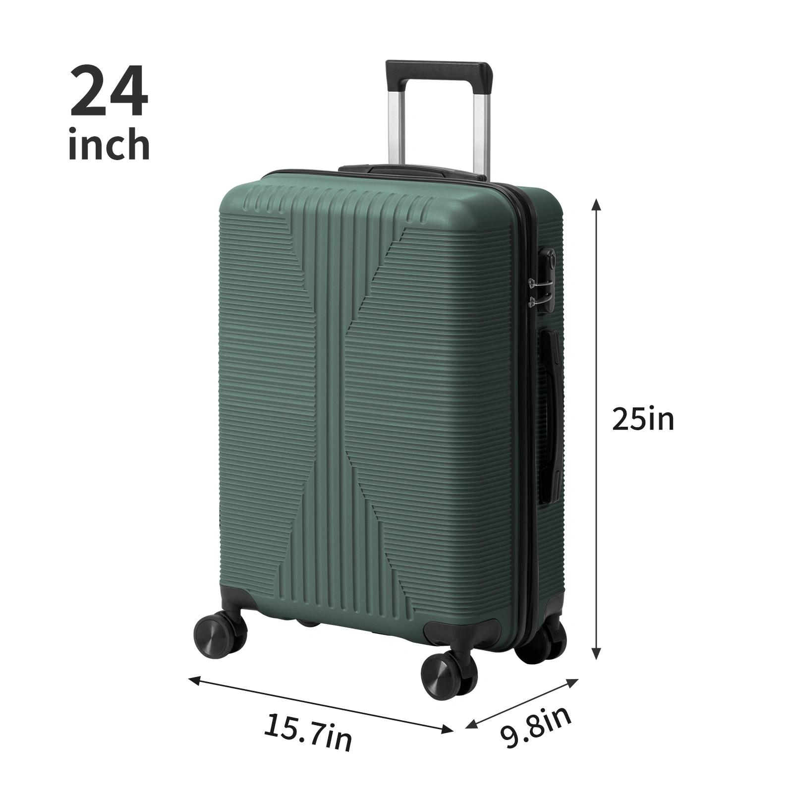 PP Trolley Case 20in 24in 28in 3PCS Suitcase Set Dark Green view 4