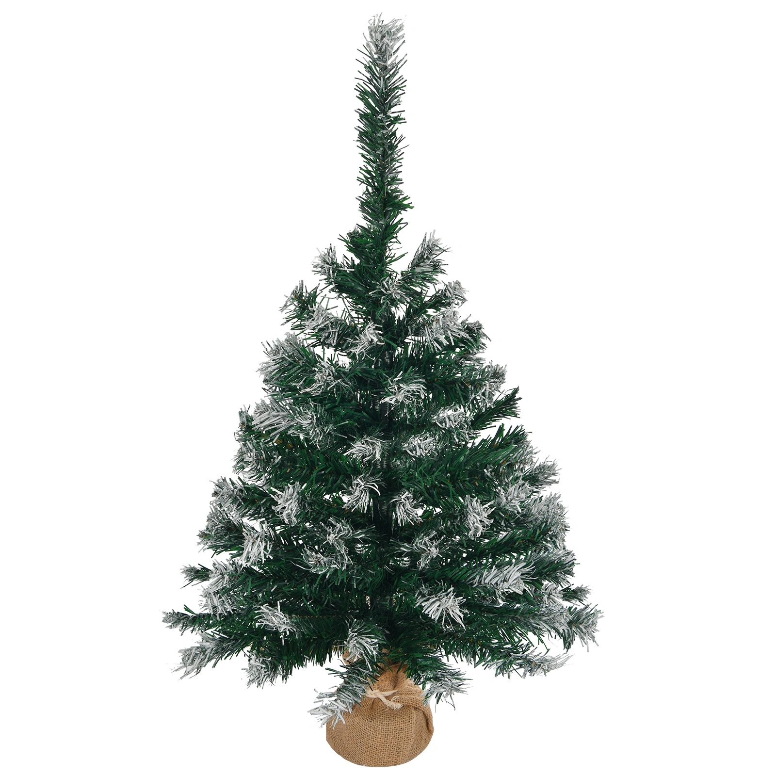 24 Inch Snow Tipped Artificial Mini Christmas Tree, Tabletop Xmas Pine Tree with Ornaments and Cloth Bag Base for Desk Home Office Holiday Decoration, Green & Snow Tipped