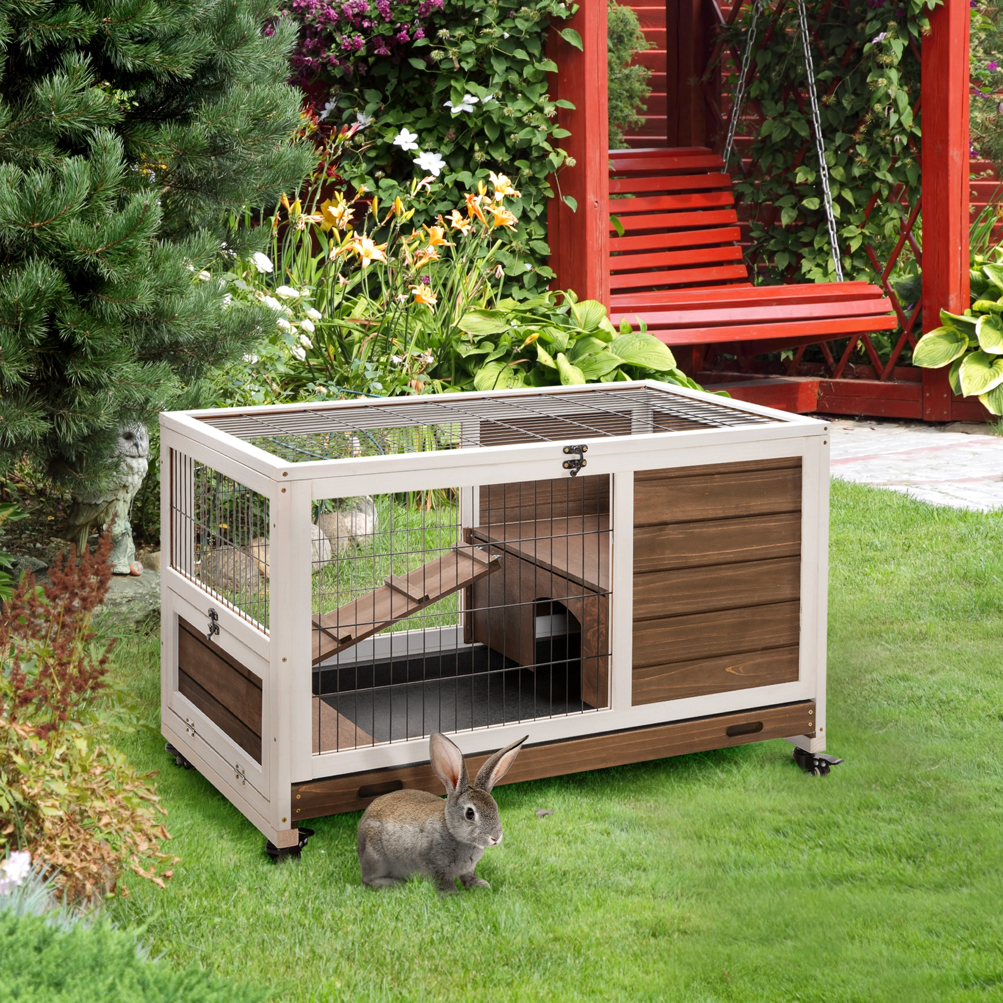 Small Animal Playpen Cage with Portable Panels, Exercise Pen for Rabbits, Ferrets, Guinea Pigs & Cats