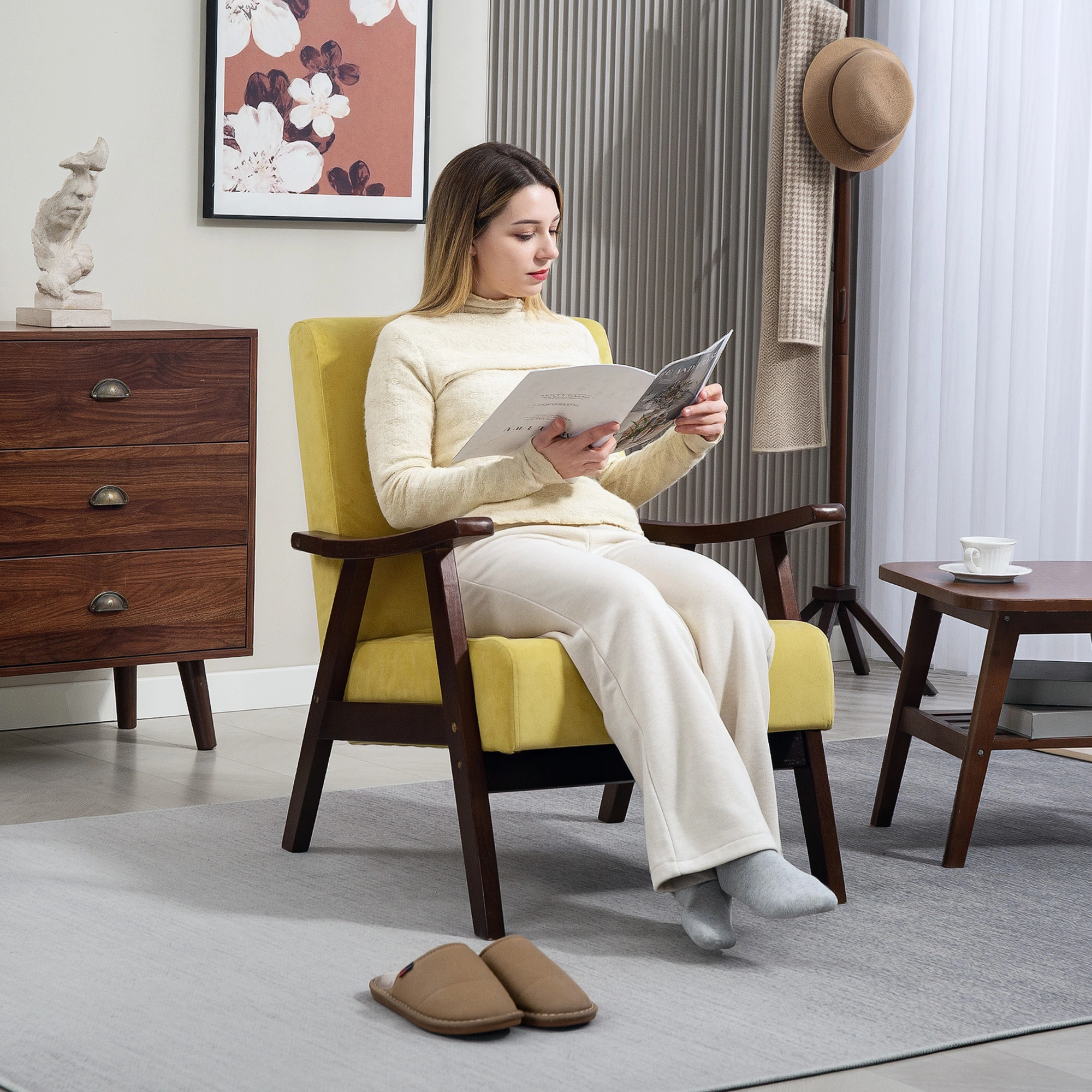 Compact Sofa Chair with Cushion, Foldable Armchair for Small Spaces, Reading Nook Seating