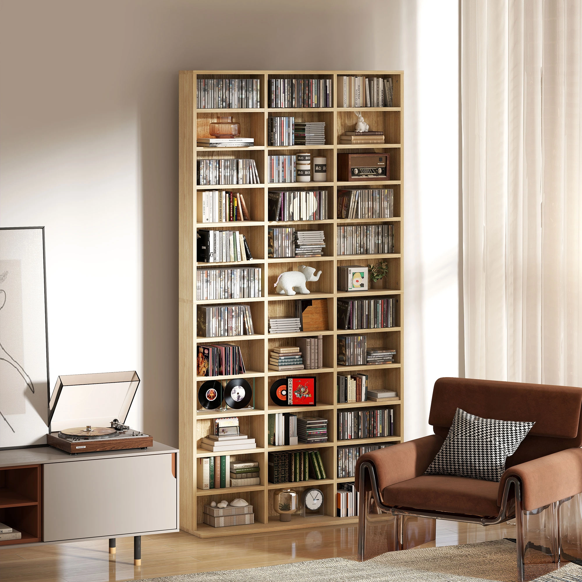 Industrial Bookshelf Storage Cabinet, 4-Tier Open Shelf Bookcase with Metal Frame, Multi-Layer Home Office Reading Rack, Gray