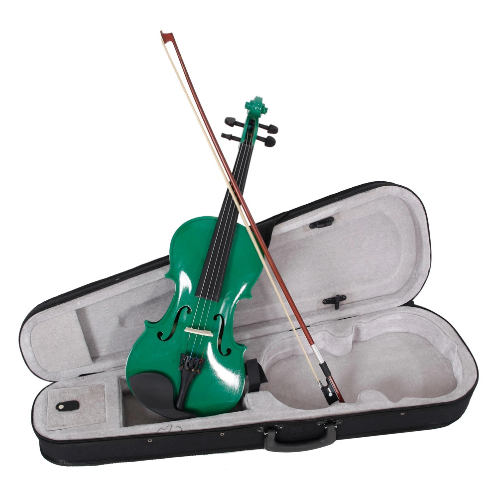 4/4 Size Acoustic Violin Case Bundle with Bow & Rosin, Green Hard Shell Travel Violin Case view 3