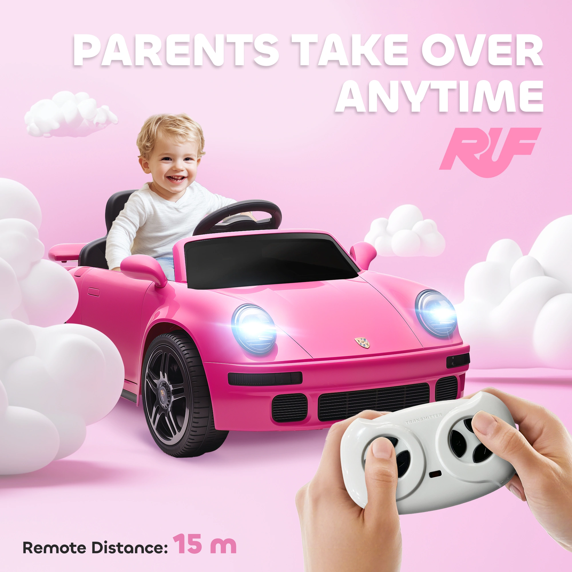 Kids Electric Truck Car Ride-On Vehicle with Remote, 12V Battery, Rechargeable, LED Lights, Music view 4
