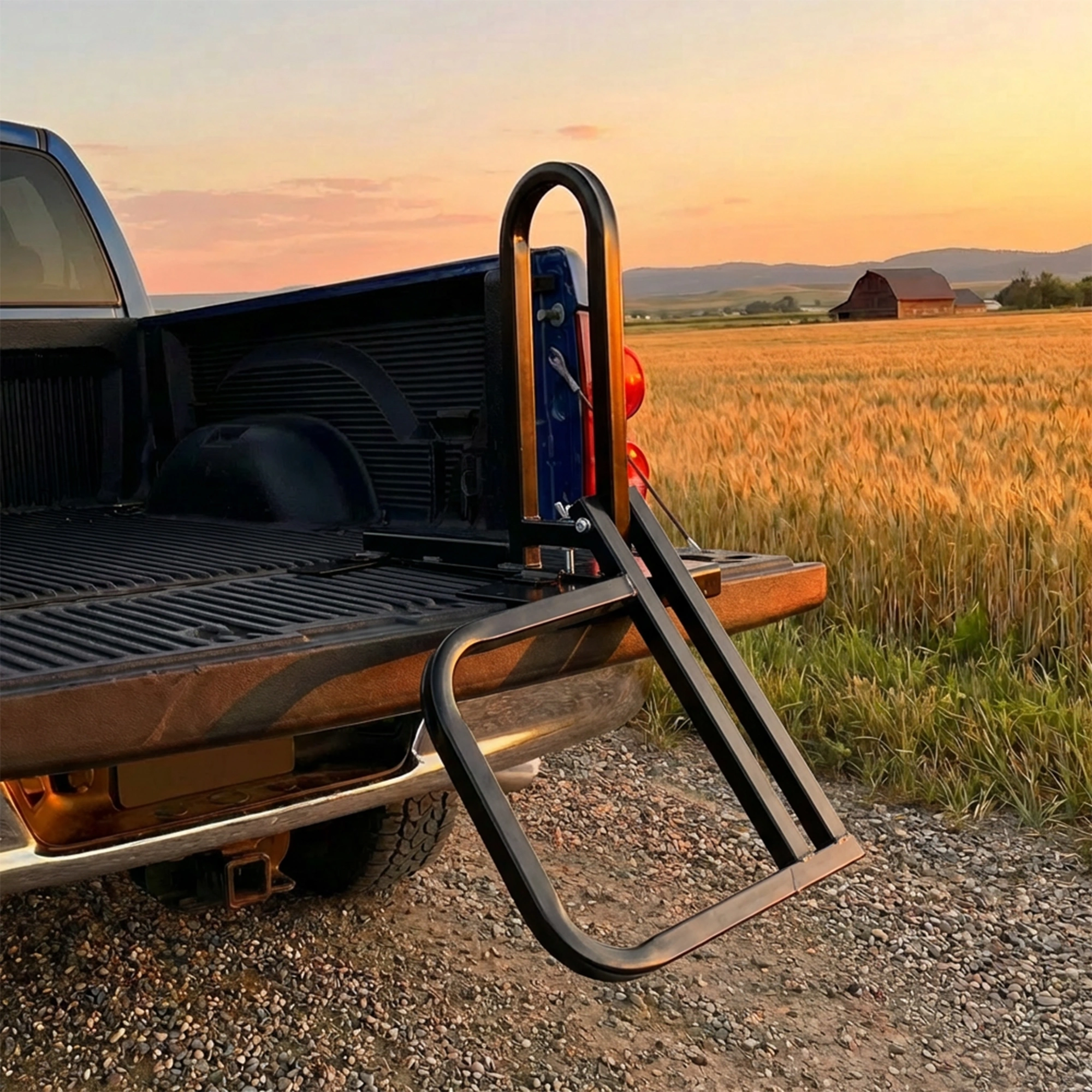 Foldable Pickup Truck Tailgate One-Step Ladder - Universal Fit. Drilling Hex Screws for Easy Install. Load Capacity: 300 LBS. Serves To Secure Items In Truck Bed view 11