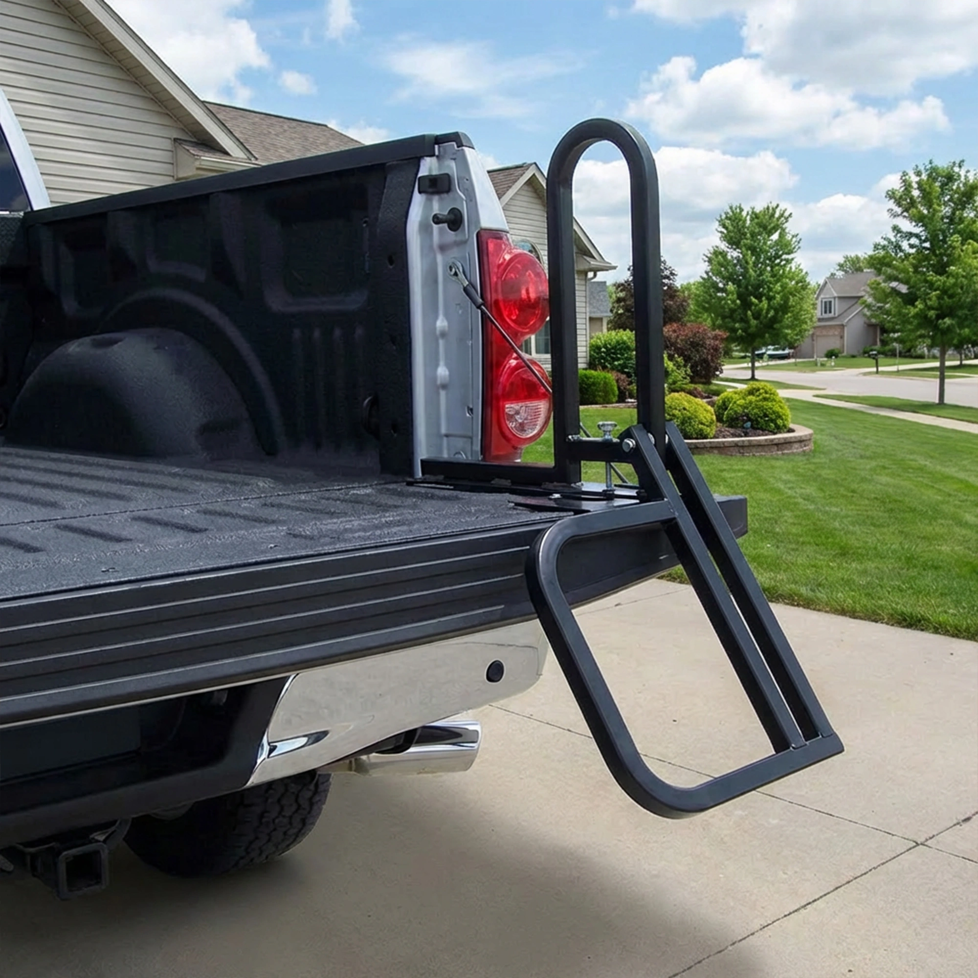 Foldable Pickup Truck Tailgate One-Step Ladder - Universal Fit. Drilling Hex Screws for Easy Install. Load Capacity: 300 LBS. Serves To Secure Items In Truck Bed view 12
