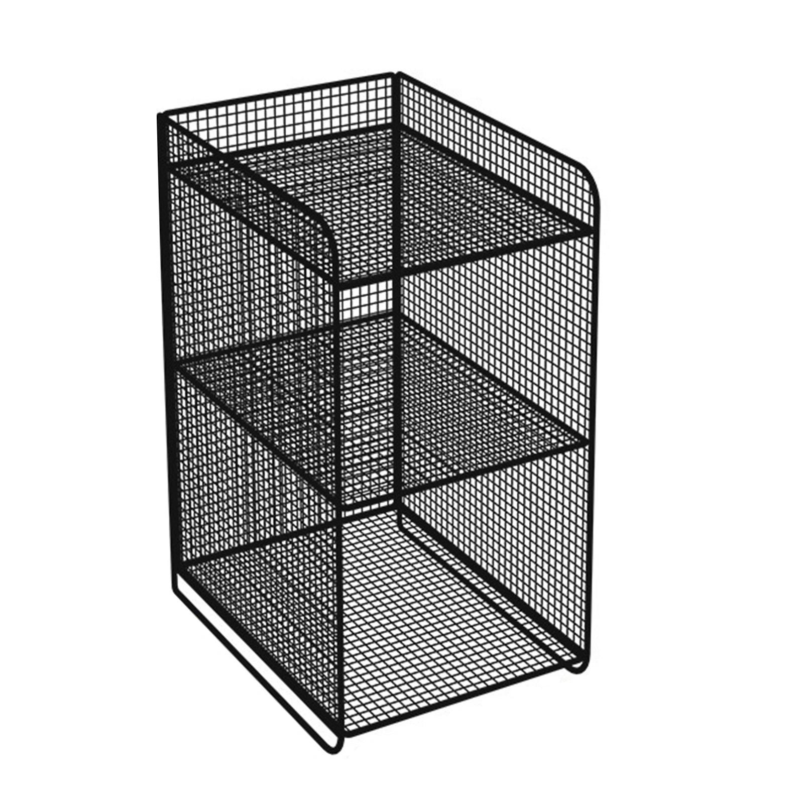 Heavy Duty Metal Storage Shelf Rack - Side Table End Shelving Unit, Black Steel Organizer for Home Bedroom & Living Room view 4