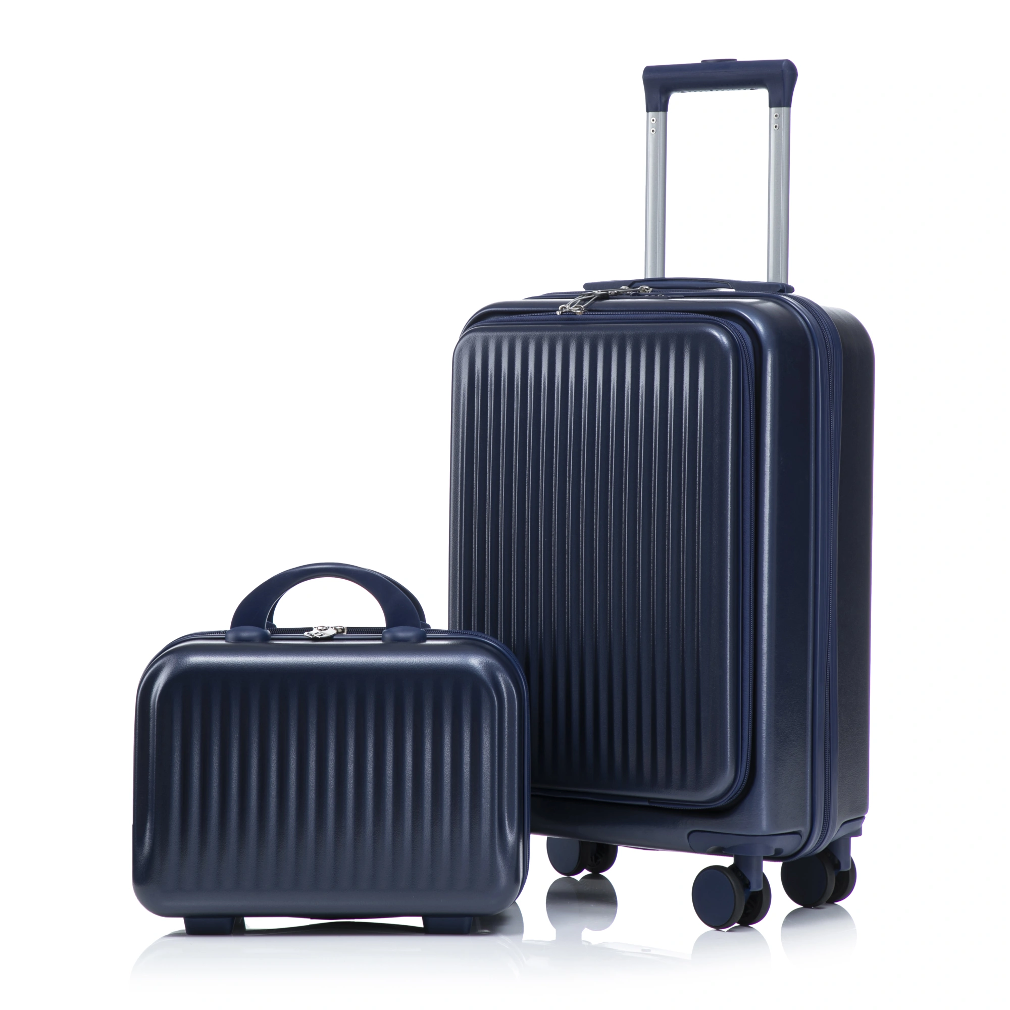 2 Piece ABS Spinner Luggage Set 14" Cosmetic Case & 20" Carry-On, Combo Lock, Front Opening Design, Navy view 13