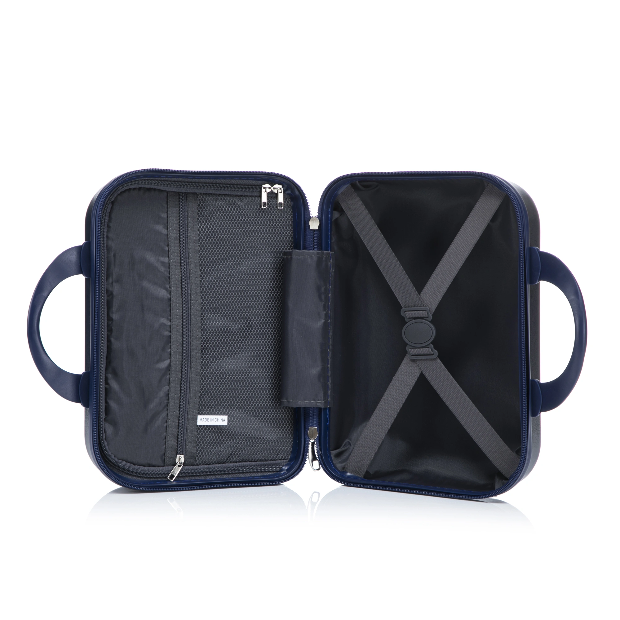 2 Piece ABS Spinner Luggage Set 14" Cosmetic Case & 20" Carry-On, Combo Lock, Front Opening Design, Navy view 16