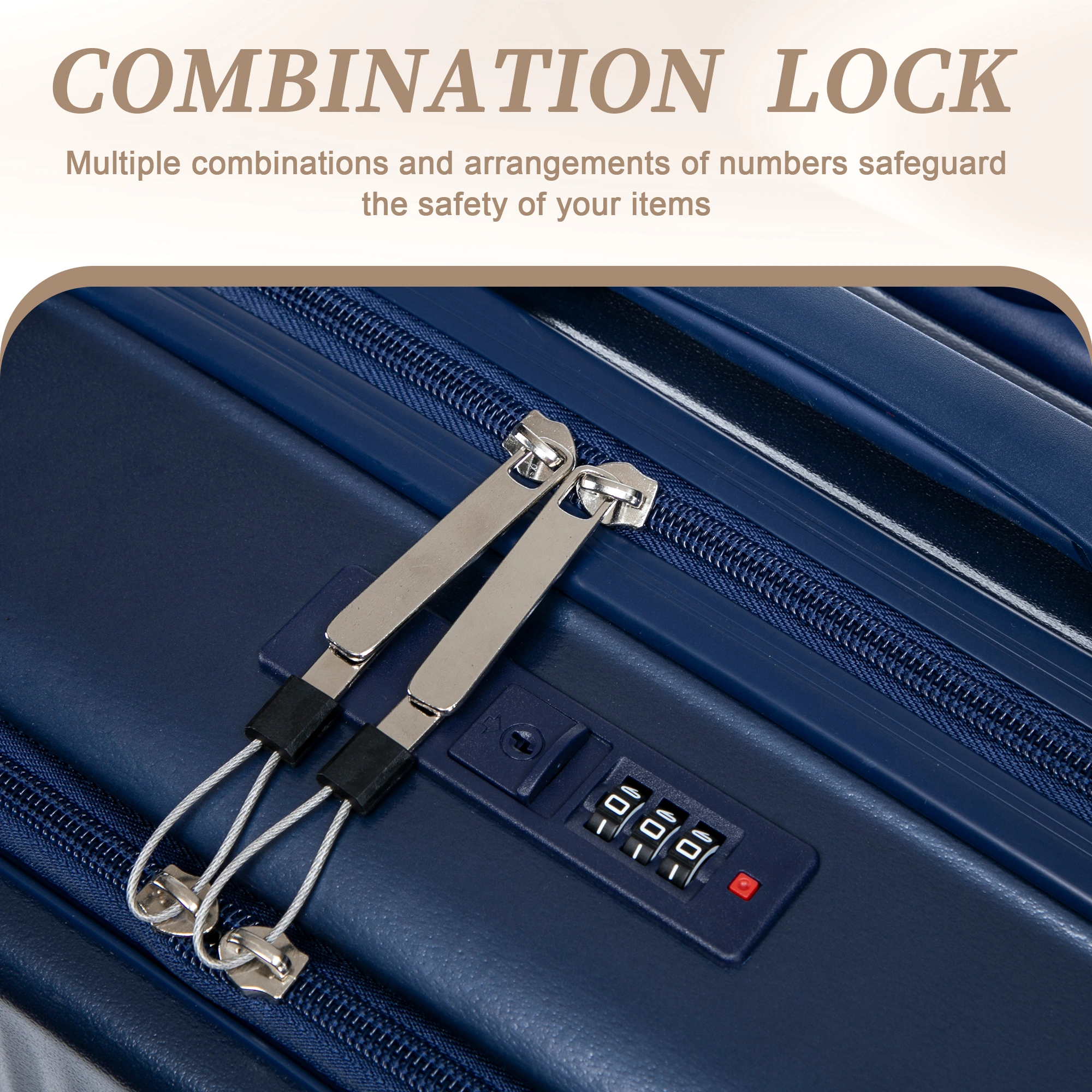 2 Piece ABS Spinner Luggage Set 14" Cosmetic Case & 20" Carry-On, Combo Lock, Front Opening Design, Navy view 22