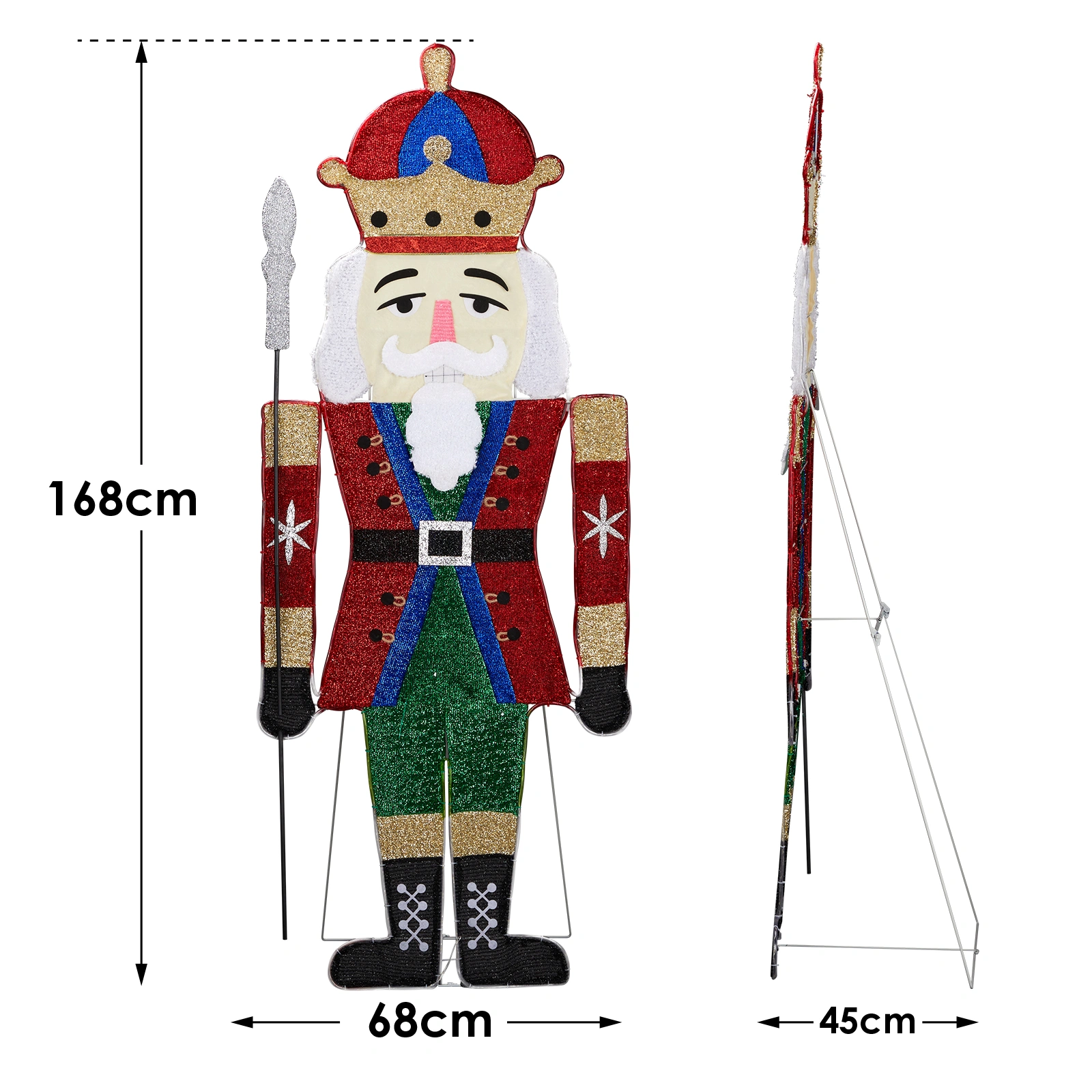 Lighted Nutcracker Christmas Yard Decor, 2D Soldier with 162 LED Warm White Lights, Stakes, Outdoor Indoor Holiday Decor view 2