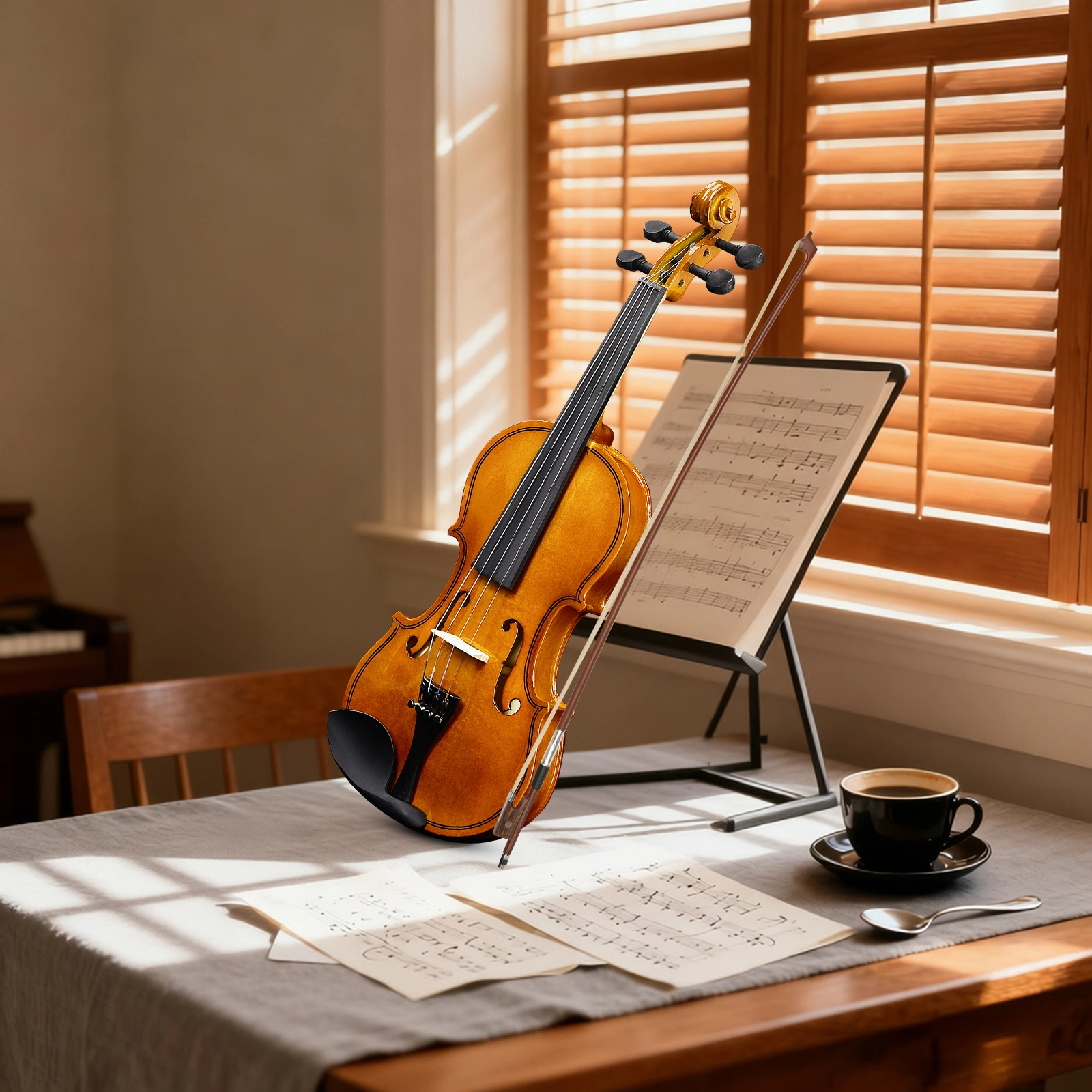 Brand new 1/4 acoustic violin with Hard Case,Violin Bow,Shoulder Rest,Rosin,Extra Strings and Sourdine view 10