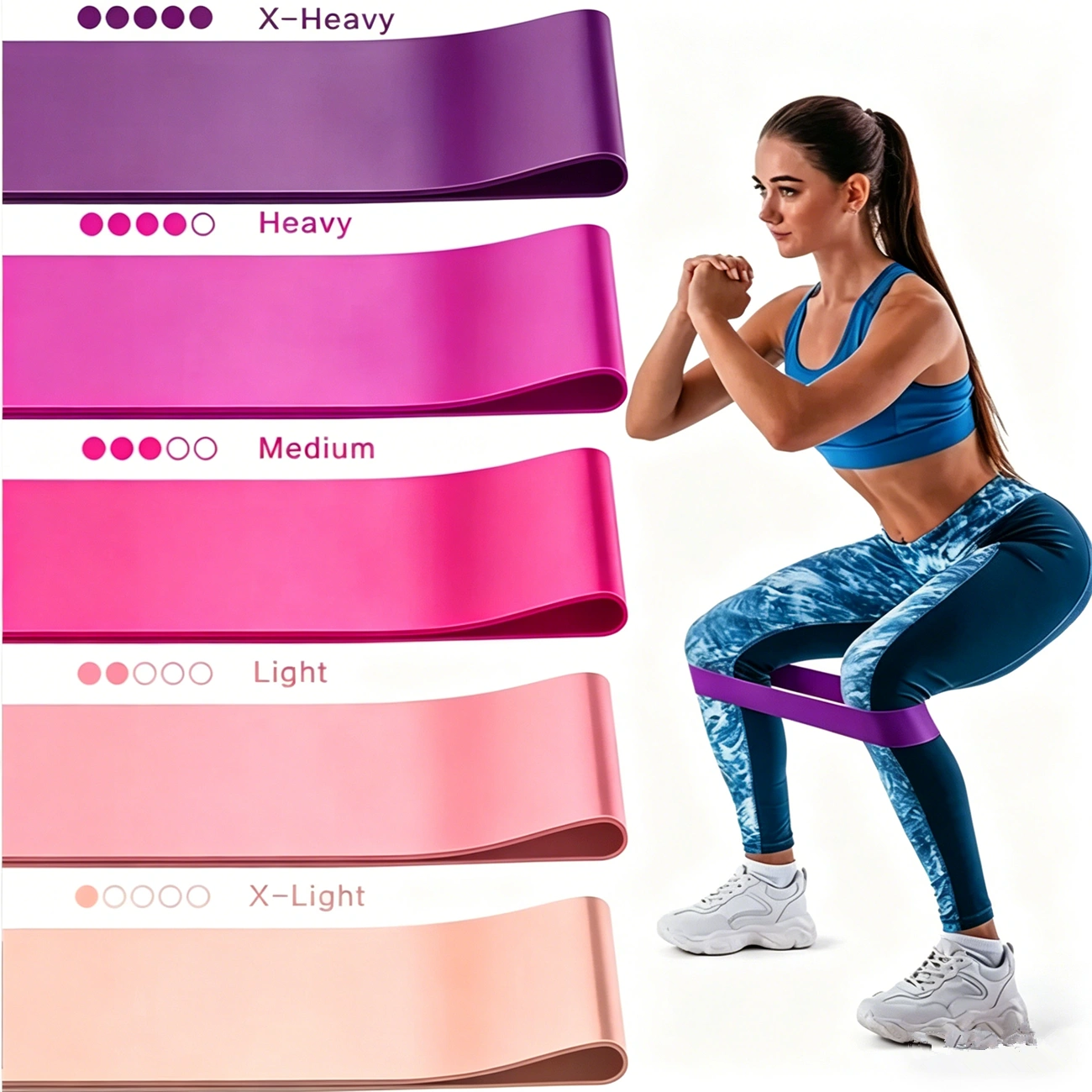 Set of 5 Resistance Exercise Loop Bands Fitness Yoga Resistance Band TPE Pink (US Logistics only For USPS.TK/TMEU only For self-pickup) view 10