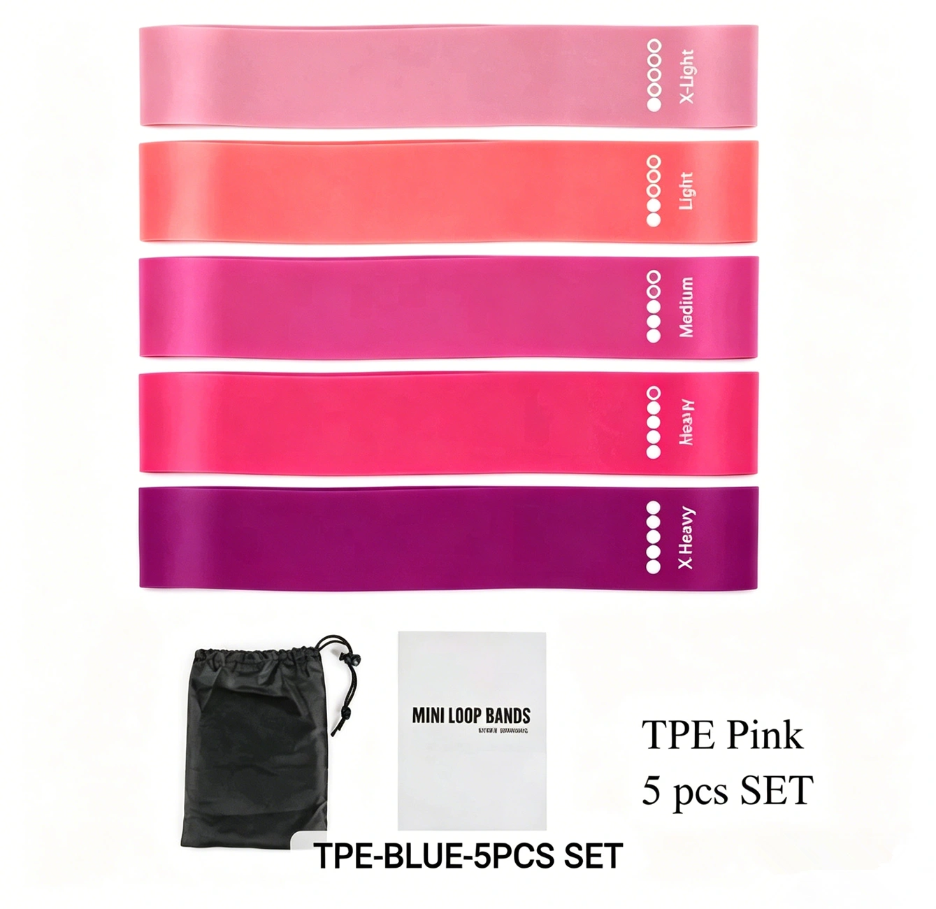 Set of 5 Resistance Exercise Loop Bands Fitness Yoga Resistance Band TPE Pink (US Logistics only For USPS.TK/TMEU only For self-pickup) view 9