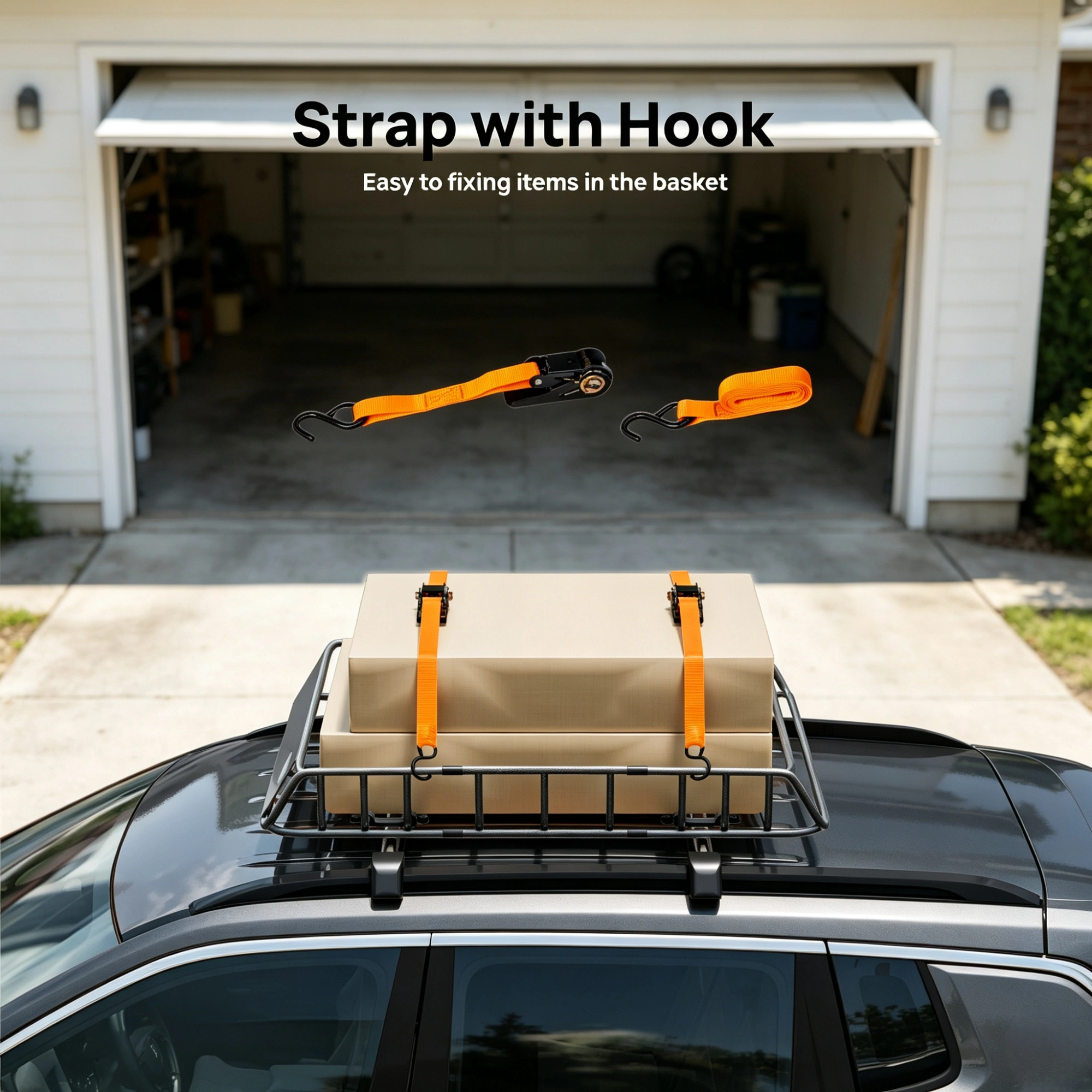 250LBS Roof Rack 46x36x6 inch Cargo Carrier with 4 Heavy Duty Straps Universal Fit for SUVs, Cars, Vans view 11