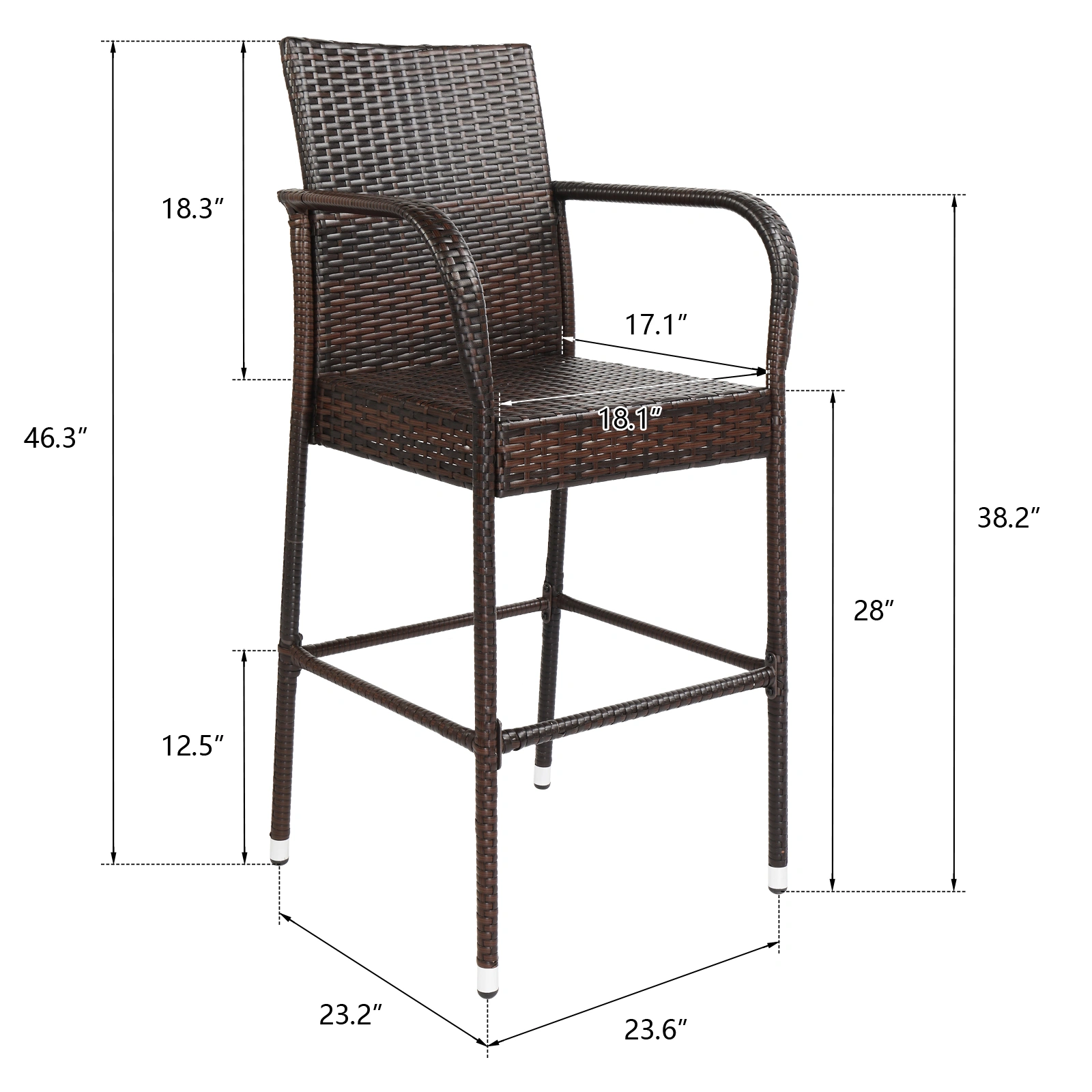 2pcs High Bar Chair Brown Gradient view 11