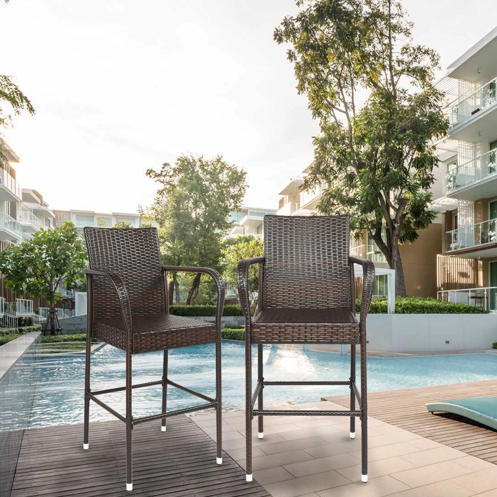 2pcs High Bar Chair Brown Gradient view 14