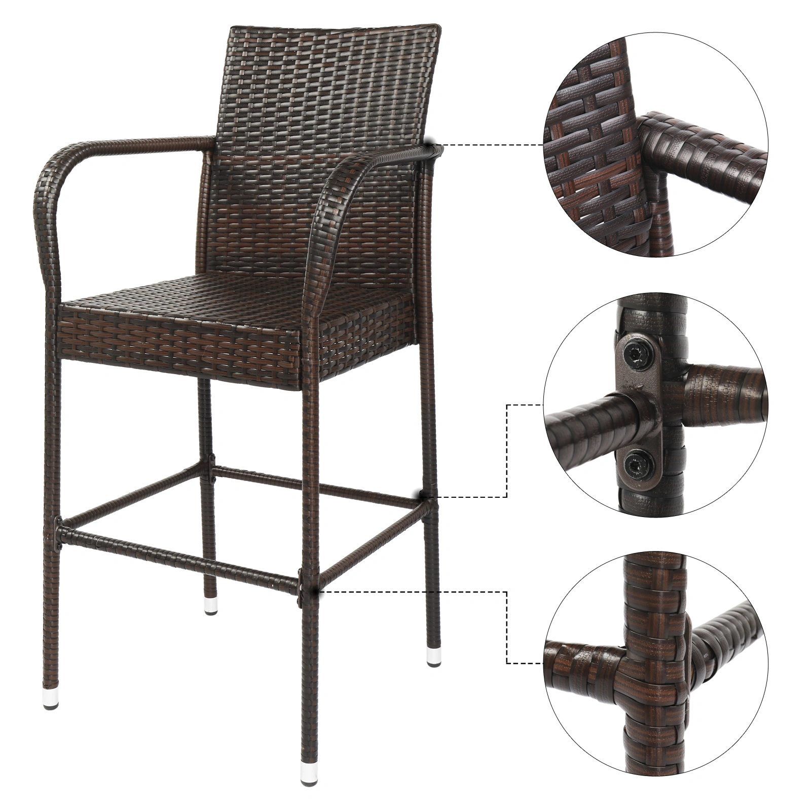 2pcs High Bar Chair Brown Gradient view 19