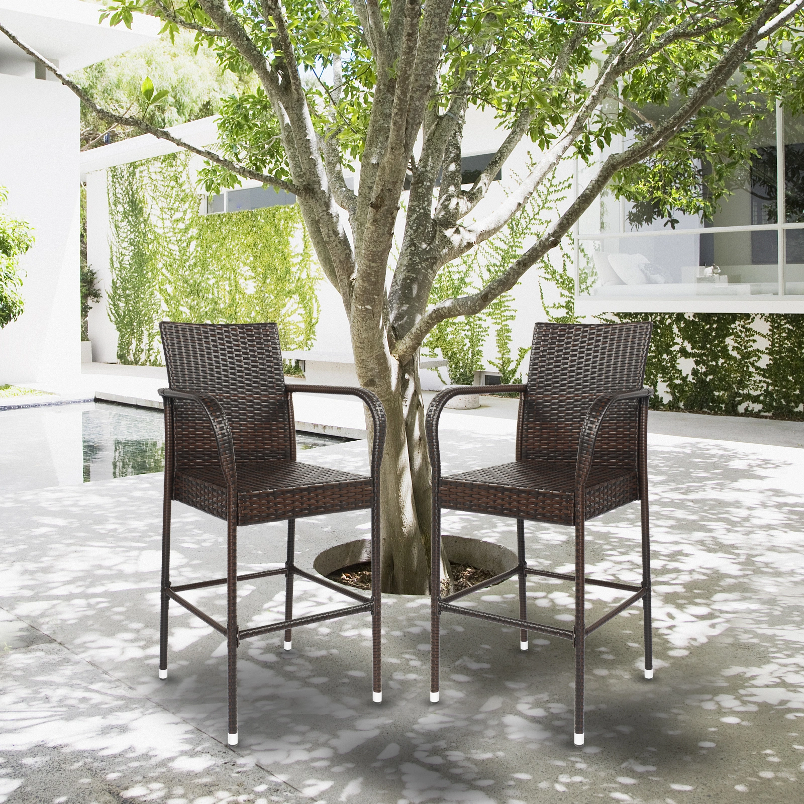 2pcs High Bar Chair Brown Gradient view 36