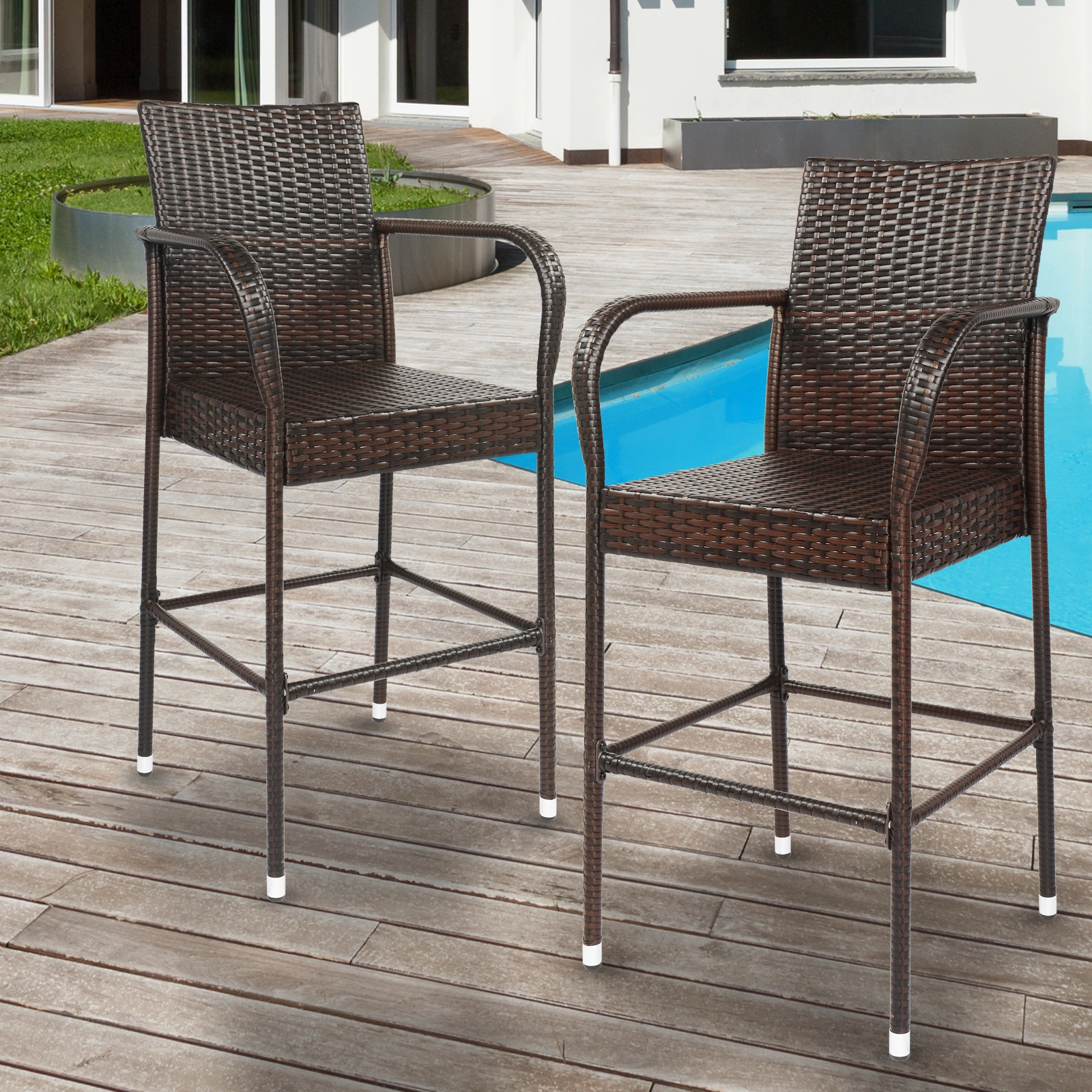 2pcs High Bar Chair Brown Gradient view 40
