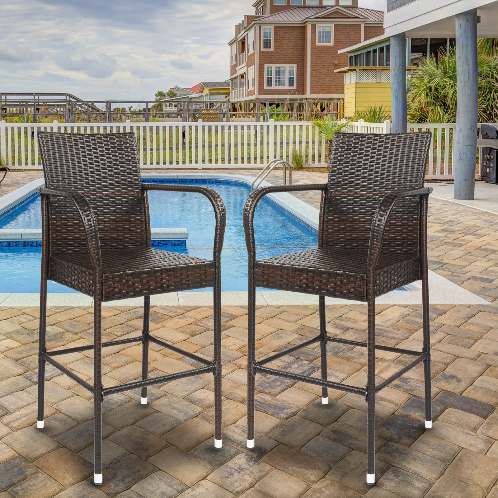 2pcs High Bar Chair Brown Gradient view 41