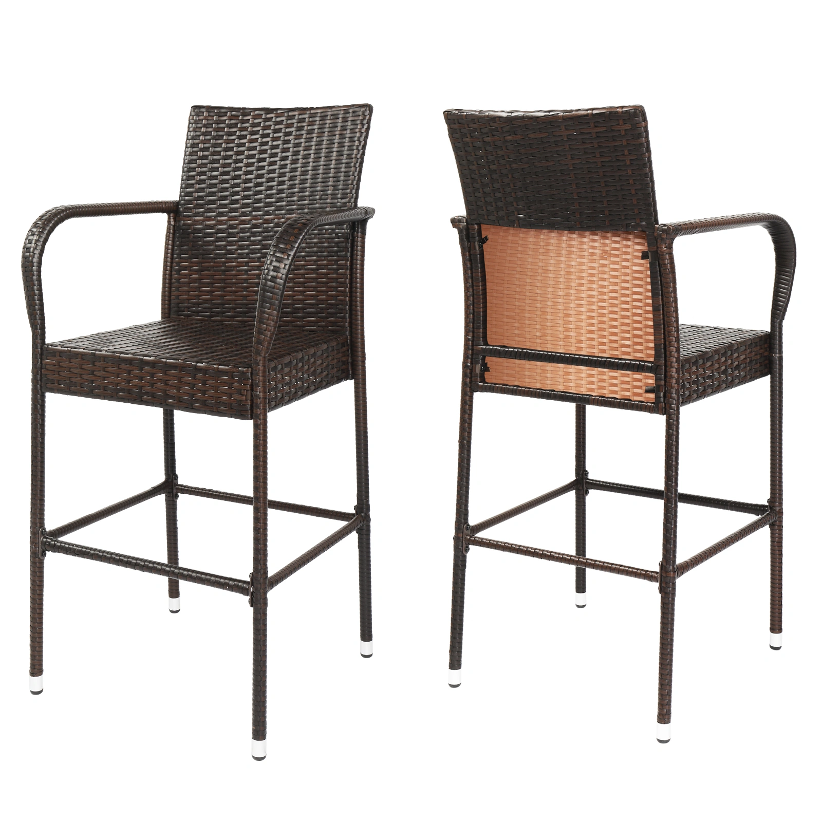2pcs High Bar Chair Brown Gradient view 8