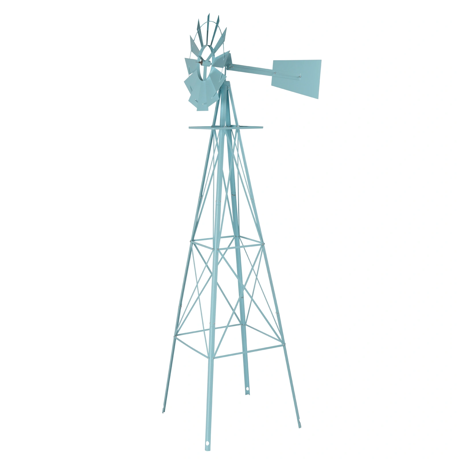 8FT Weather Resistant Yard Garden Windmill Blue