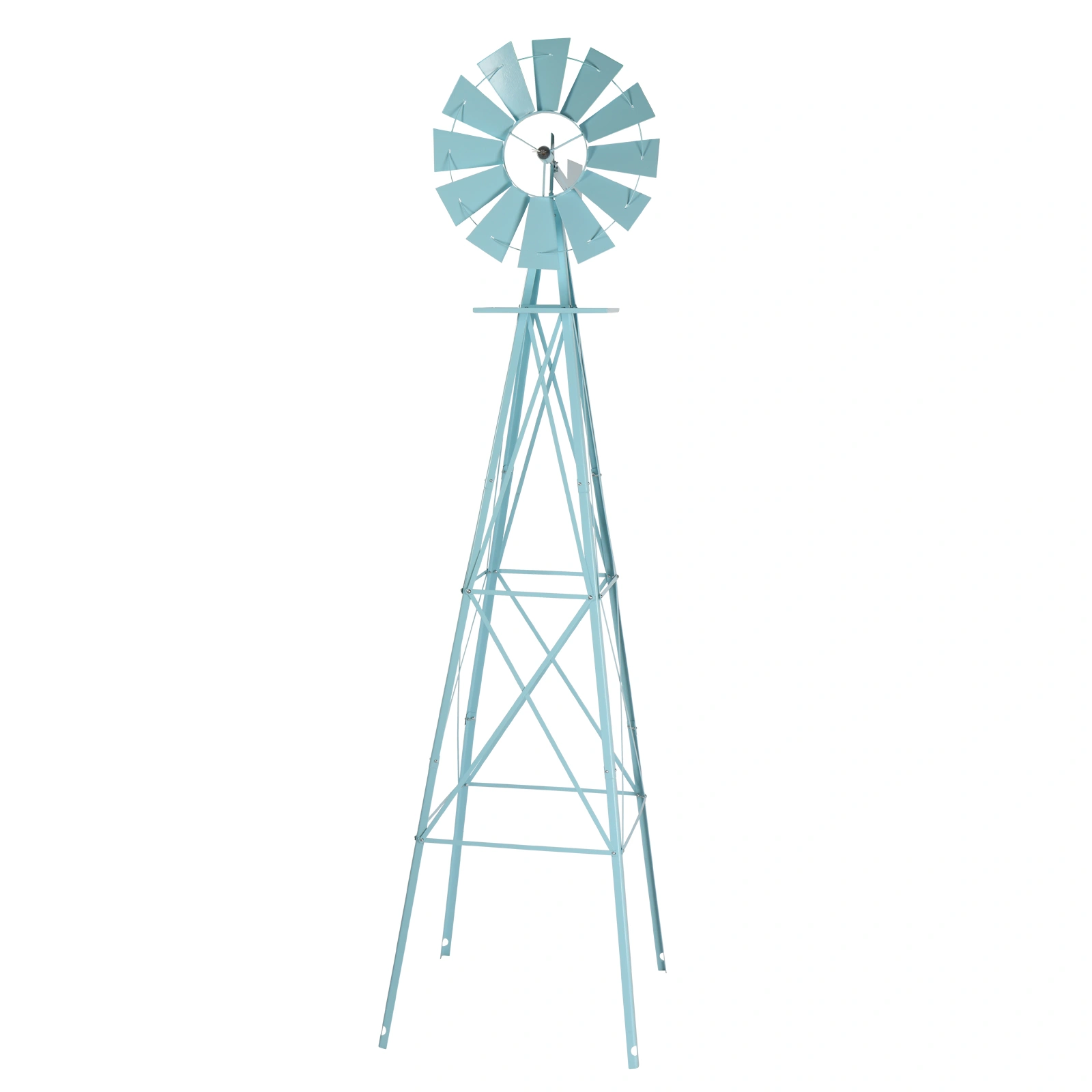 8FT Weather Resistant Yard Garden Windmill Blue view 8