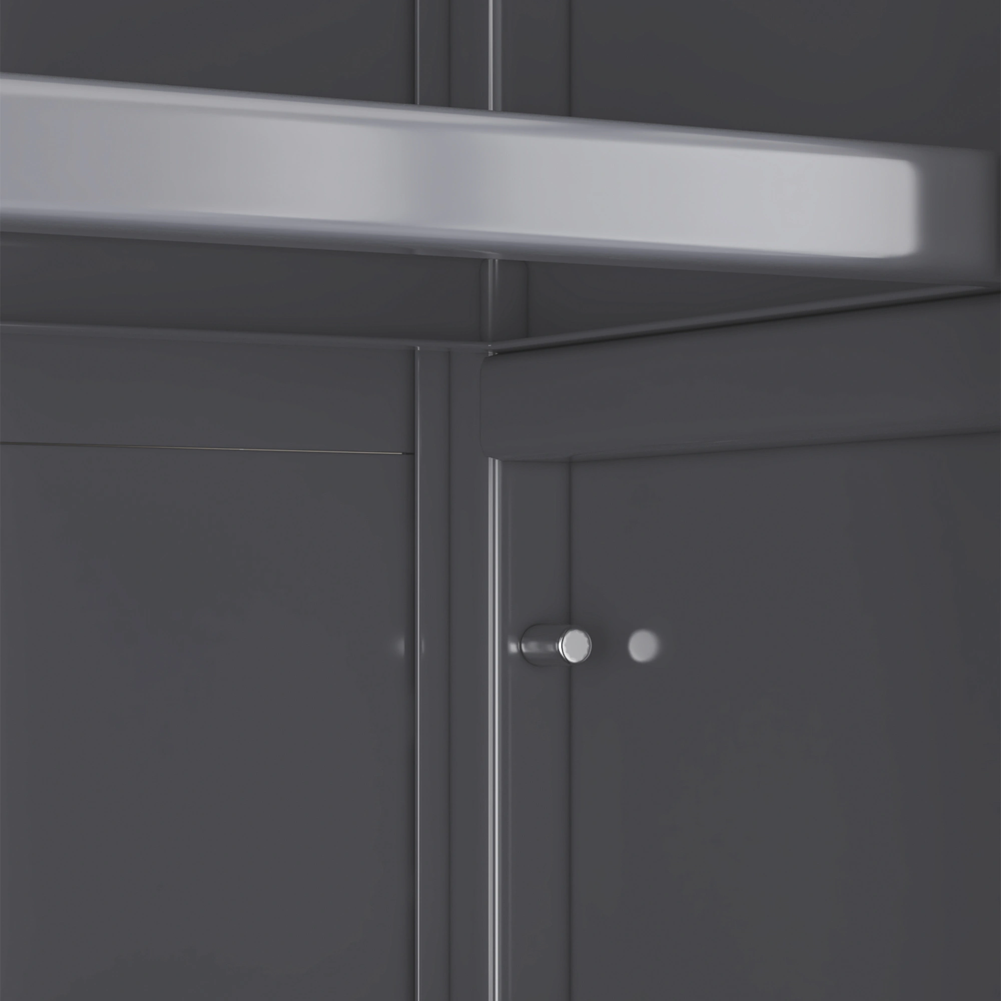 **Grey Floor-to-Ceiling Open-Door Kitchen Storage Cabinet - Multilevel Shelves for Microwave, Bowls & Dishes** - consolidated redundant "cabinets" mentions view 4