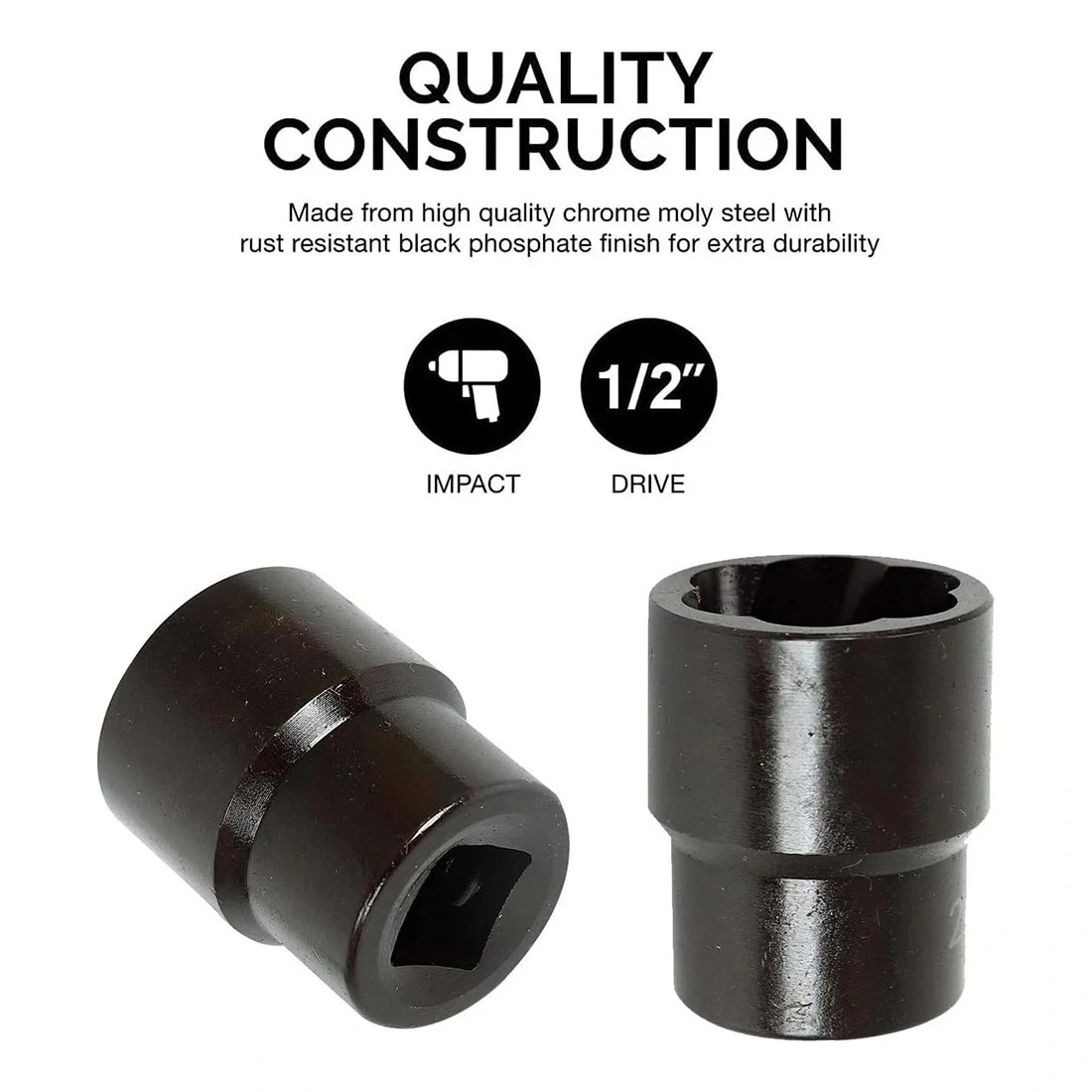 Heavy Duty 40 Piece Deep Impact Socket Set 1/2" Drive Metric 8-32mm for Car Truck view 3