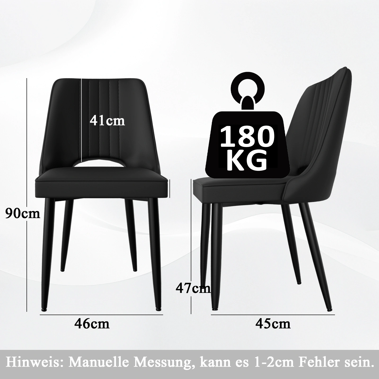 4 PCS Dining Chairs Set, Faux Leather High Back Dining Room Chairs with Metal Legs, Padded Kitchen Chair for Living Room, Bedroom, Modern Upholstered Accent Chair view 2