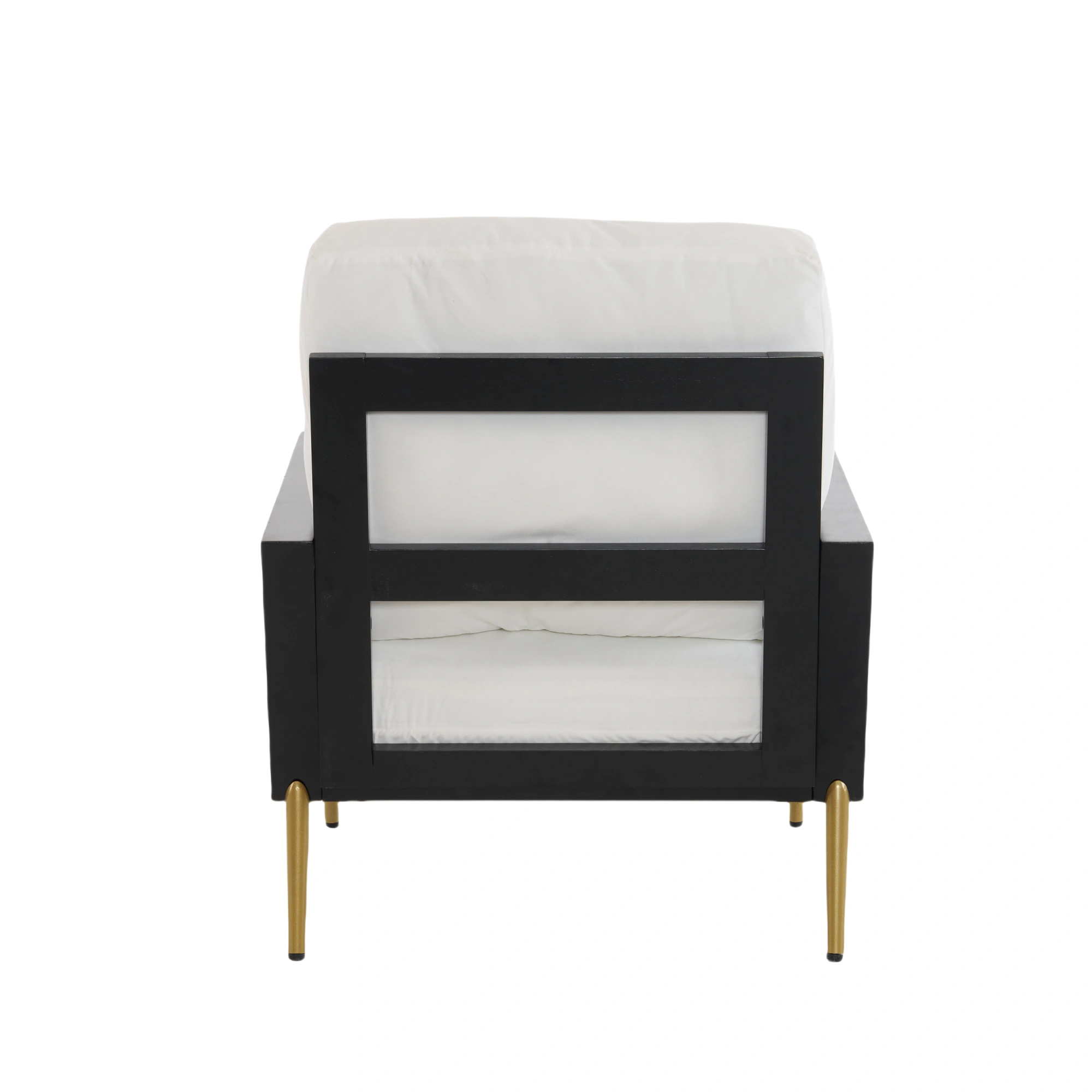 White Upholstered Armchair Modern Minimalist Low Back Accent Chair with Gold Metal Legs, Rubberwood Frame Wide Armrests Living Room Balcony view 18