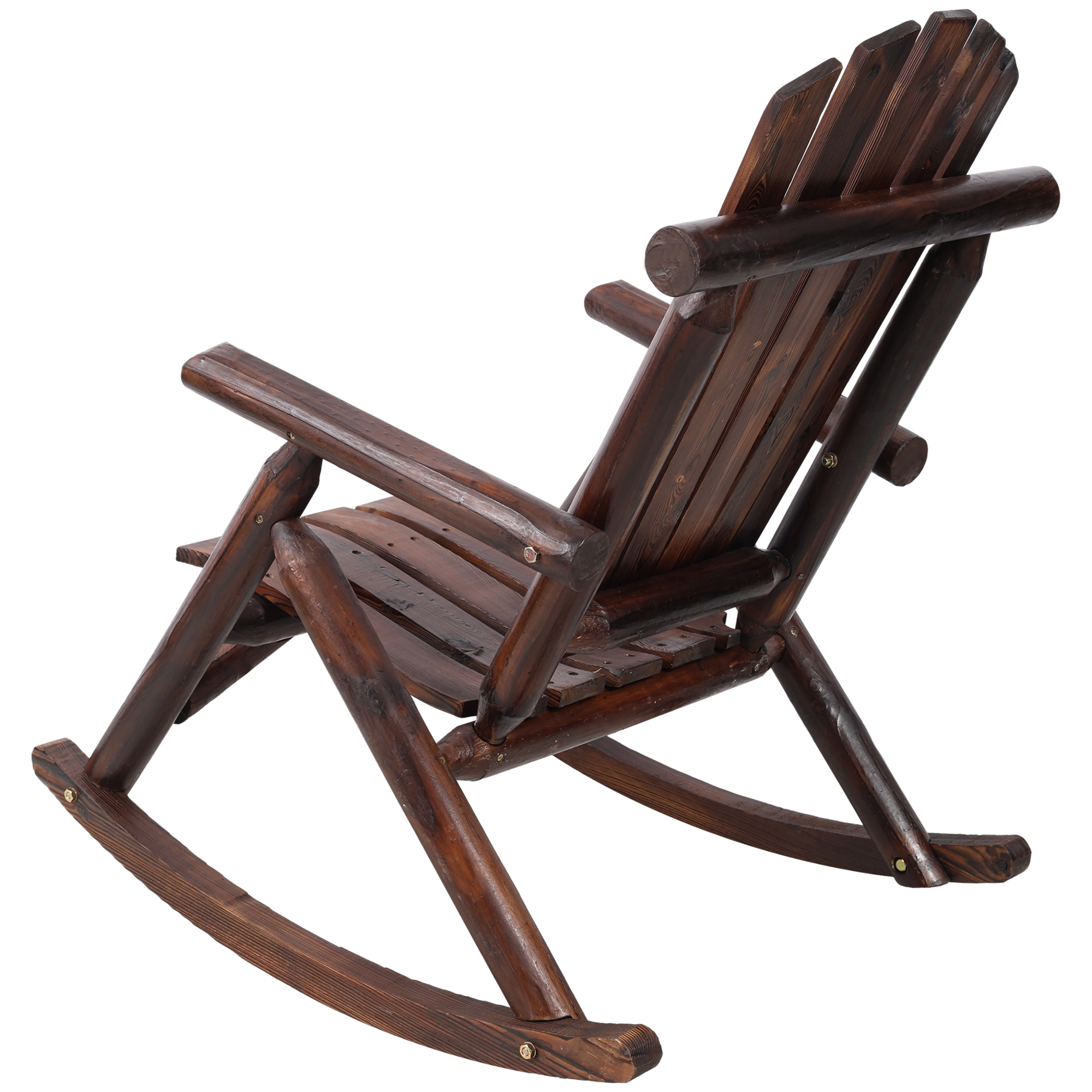 Solid Fir Wood Porch Rocker Chair - Outdoor Garden Patio Rocking Chair, Brown, Heavy Duty view 6