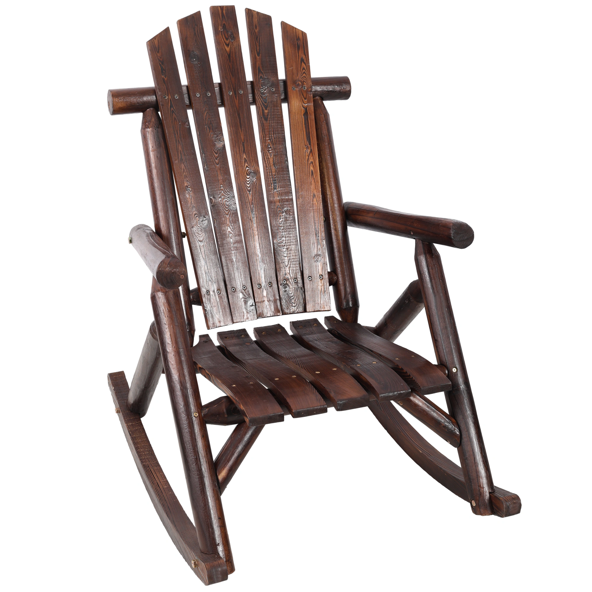 Solid Fir Wood Porch Rocker Chair - Outdoor Garden Patio Rocking Chair, Brown, Heavy Duty view 7