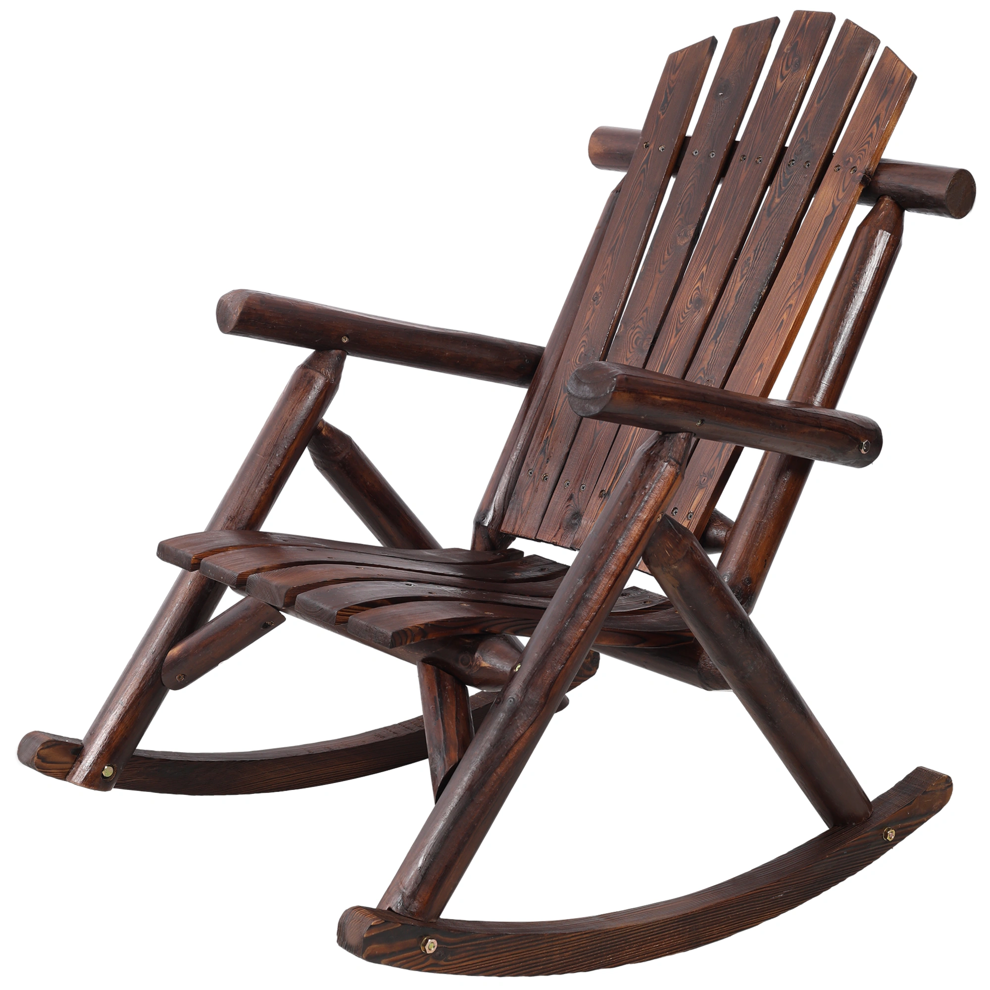 Solid Fir Wood Porch Rocker Chair - Outdoor Garden Patio Rocking Chair, Brown, Heavy Duty view 8
