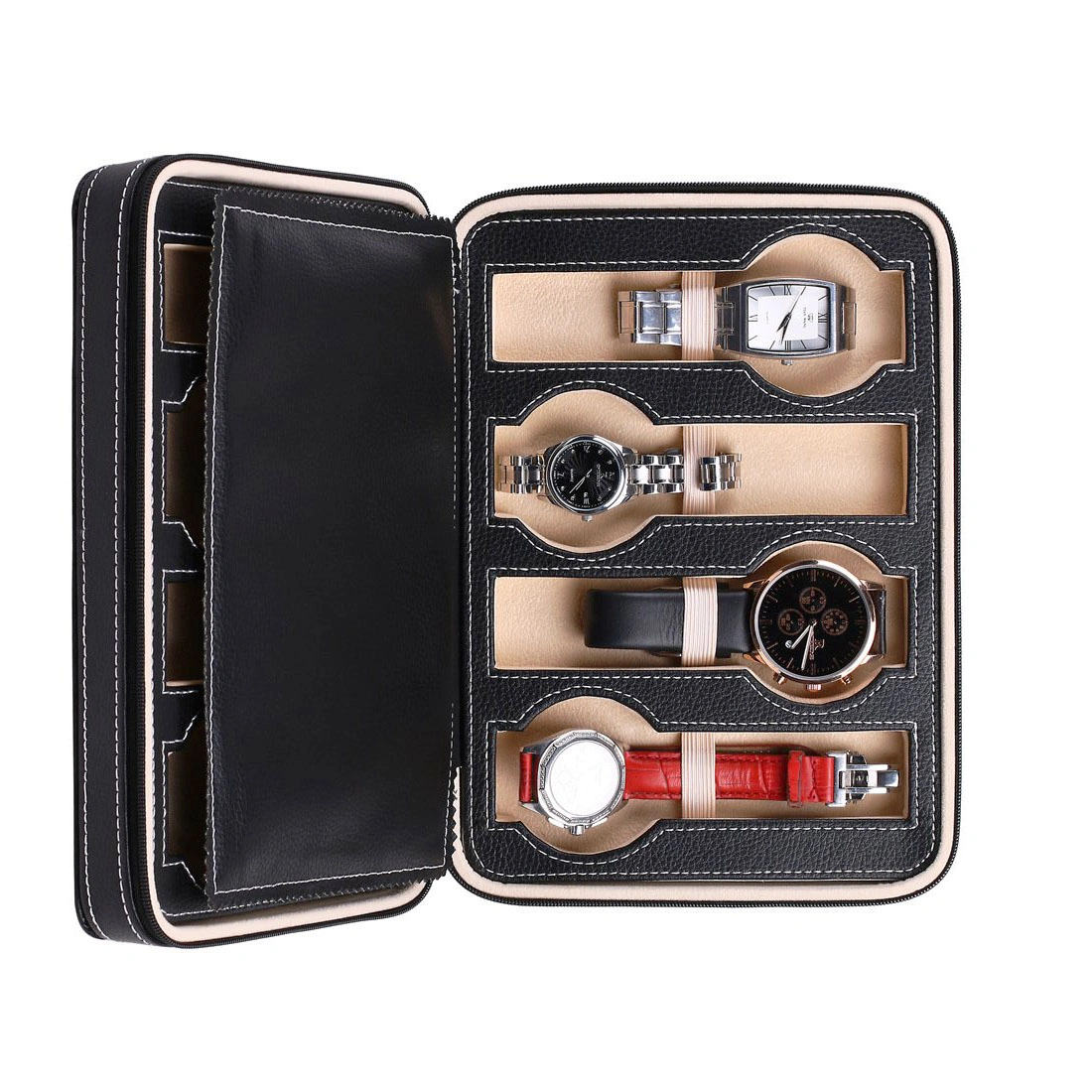 8-Slot Portable Watch Box Travel Case Organizer Storage Box - Black view 3