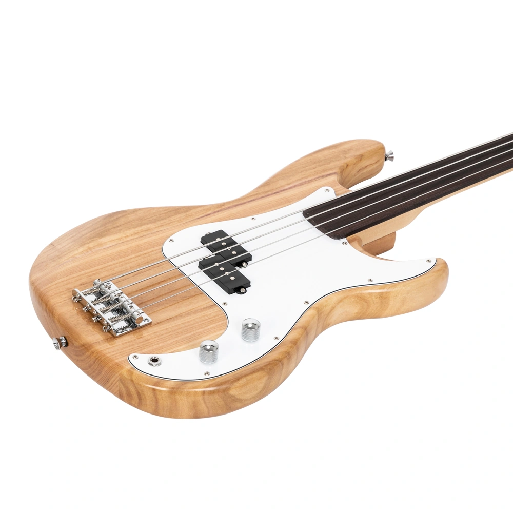 Fretless Electric Bass Guitar Full Size 4 String for experienced Bass Players Cord Wrench Tool Burlywood view 11