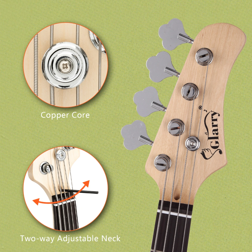 Fretless Electric Bass Guitar Full Size 4 String for experienced Bass Players Cord Wrench Tool Burlywood view 21