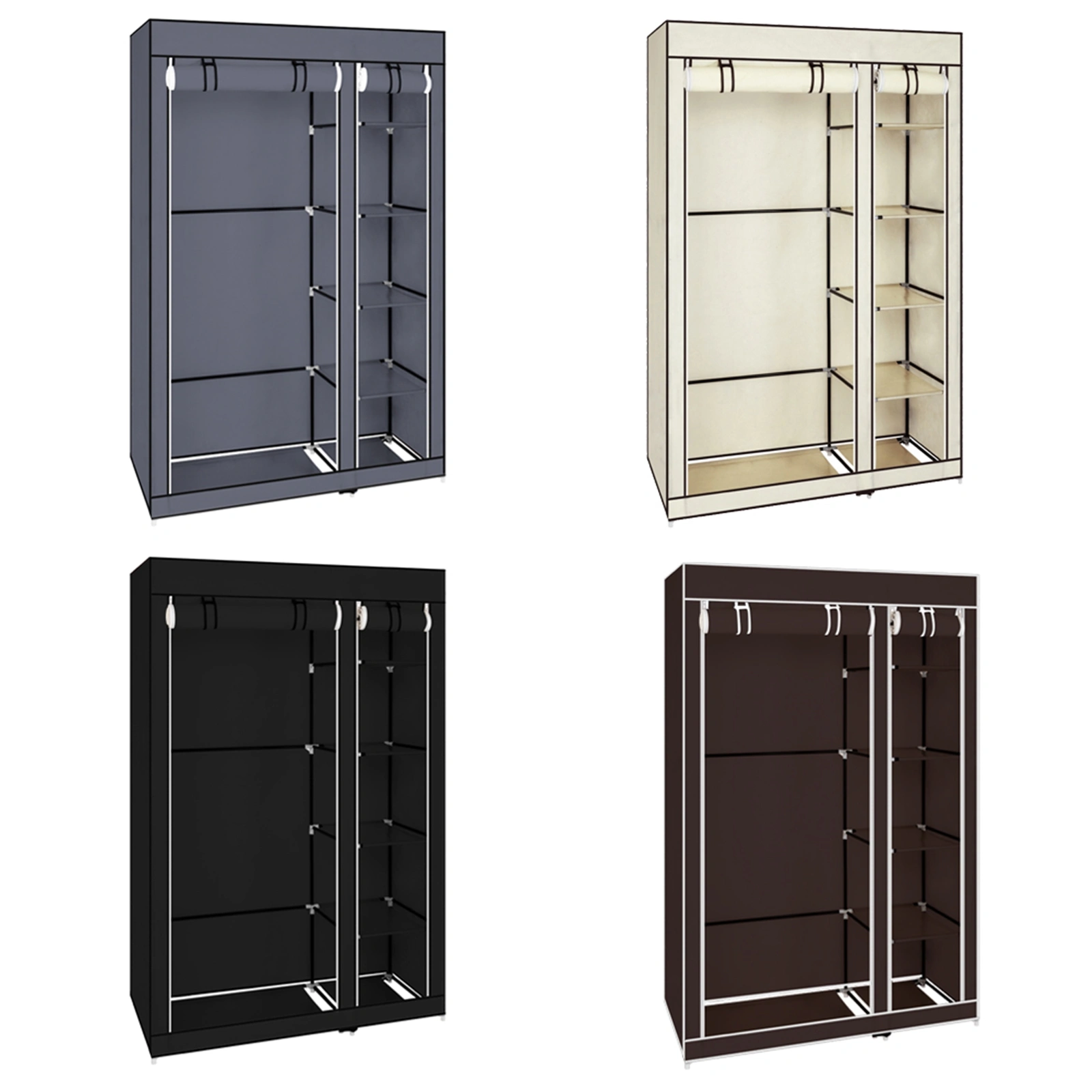 67" Portable Wardrobe Closet w/Non-Woven Fabric & Hanging Rod Easy Assemble Black view 19